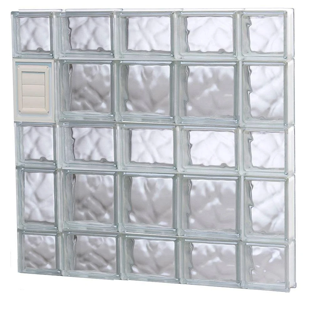 REDI2SET Wavy Glass Pattern Frameless Replacement Glass Block Window (Rough Opening: 36-in x 34-in; Actual: 34.7500-in x 32.7500