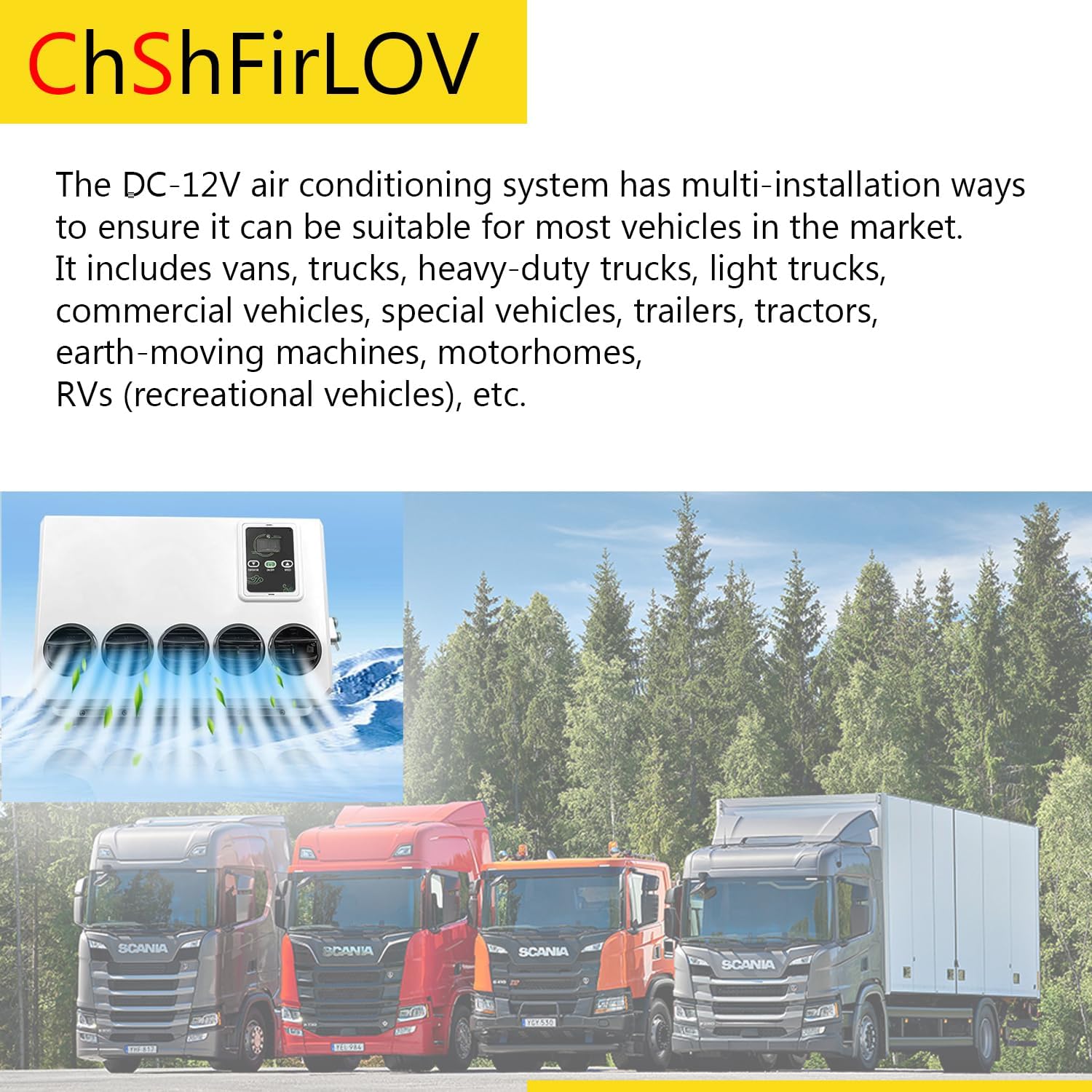 Low Noise Split 12V DC 800W Truck Parking Air Conditioner For Cab Truck Bus RV Caravan Semi-Truck Trailer Camper Pickup Motorhome Fast Cooling High Efficiency more energy-saving 10000 BTU