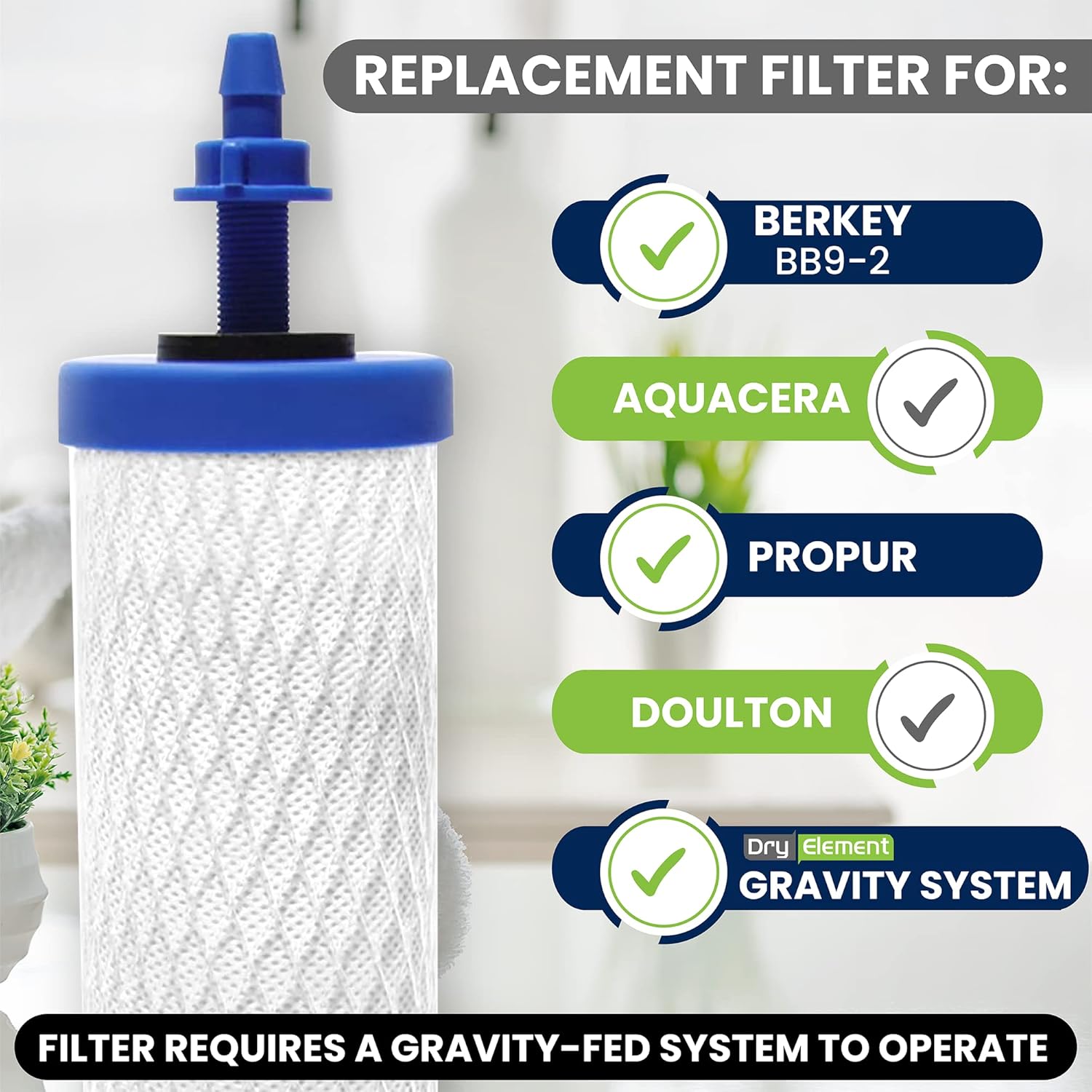 High Capacity Nano Gravity Water Purification Filter Replacement That Outperforms BB9-2