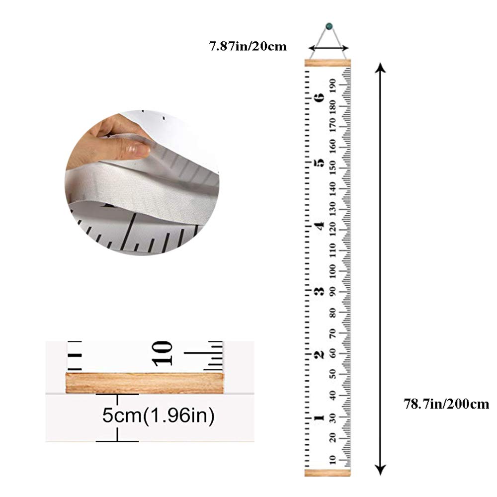 Growth Charts for Kids,Accurate Baby Height Growth Chart Ruler,Removable Canvas Wall Hanging Measurement Chart for Home Decoration Pack of 2