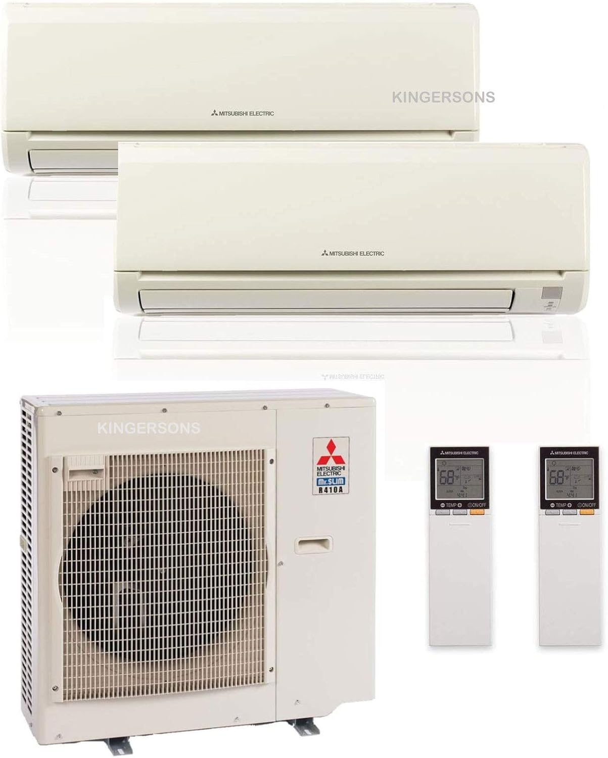 Mitsubishi 24,000 Btu 18 Seer Dual Zone Ductless Mini Split - 12K-12K - Heat Pump System (AC and Heat)