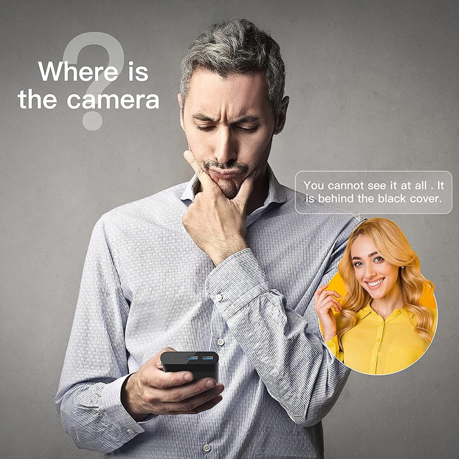 Portable Power Bank with 1080p Mini Camera Works with WiFi（2.4G only）, 29 Hours Long Recording No Audio Power Bank Camera, Supports Recording and Charging Meanwhile