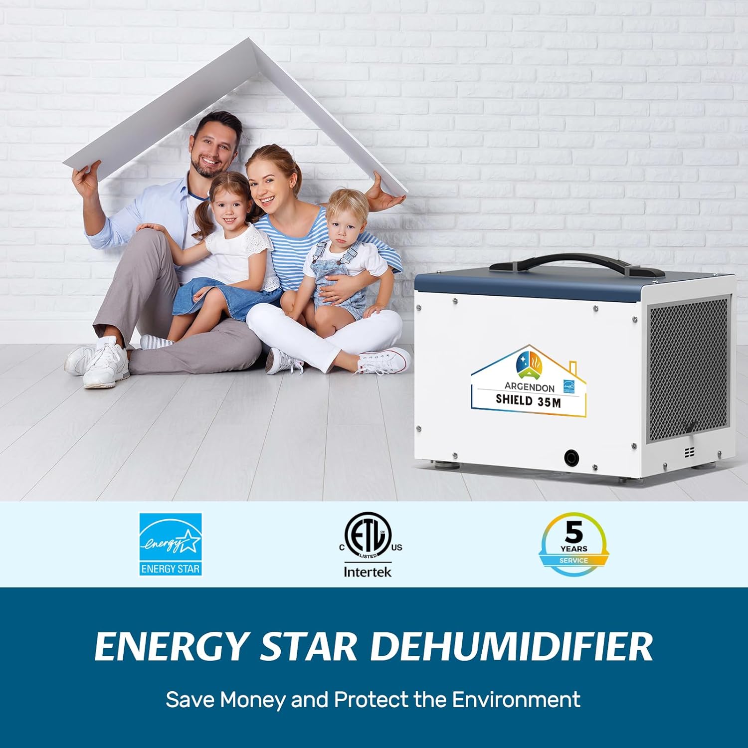 Dehumidifier for Crawlspace Basement, Energy Star Commercial Dehumidifier with Drain Hose, 70 PPD Compact Dehumidifier Ideal for Water Damage Storage Up to 1000 Sq Ft, 5 Year Limited Warranty