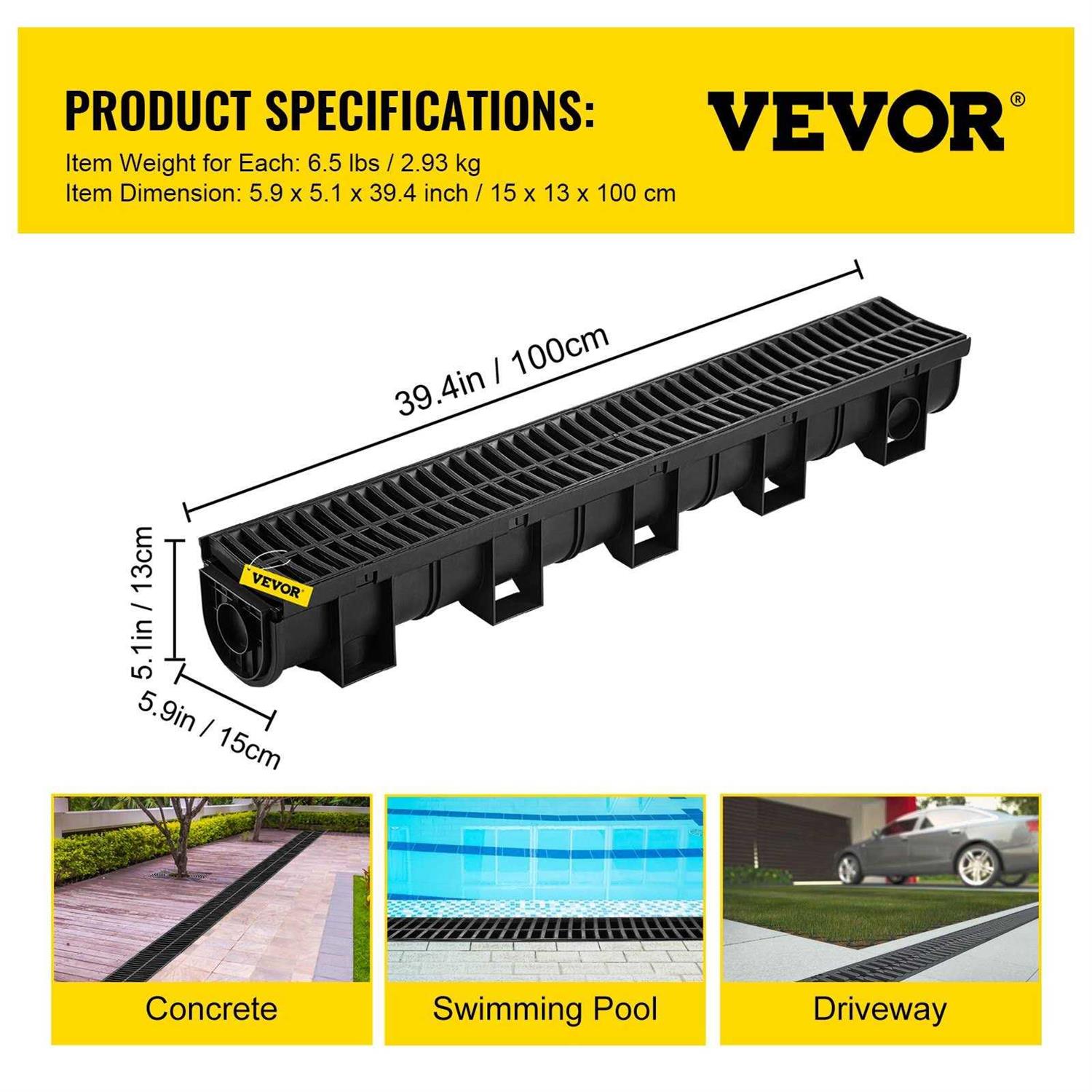 VEVOR Driveway Trench Drain System 6-Pack 6-Count Drain Cleaner Drop-in Tablet - Shop Hardware Tools Online Store