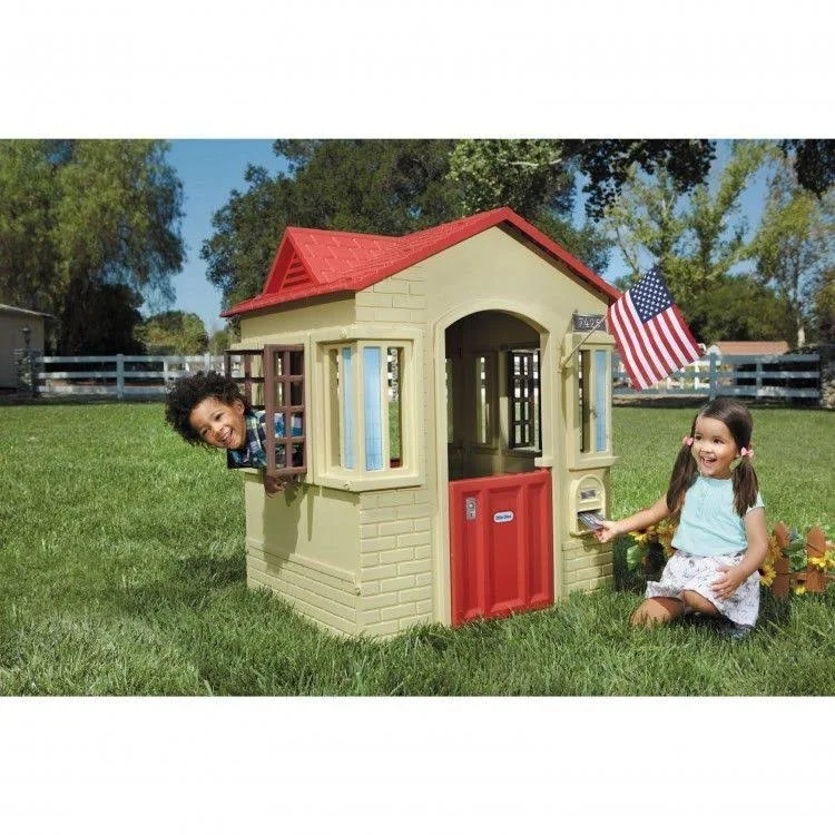 Kids Playhouse Tan Cape Cottage Small Compact Backyard Child Portable Clubhouse