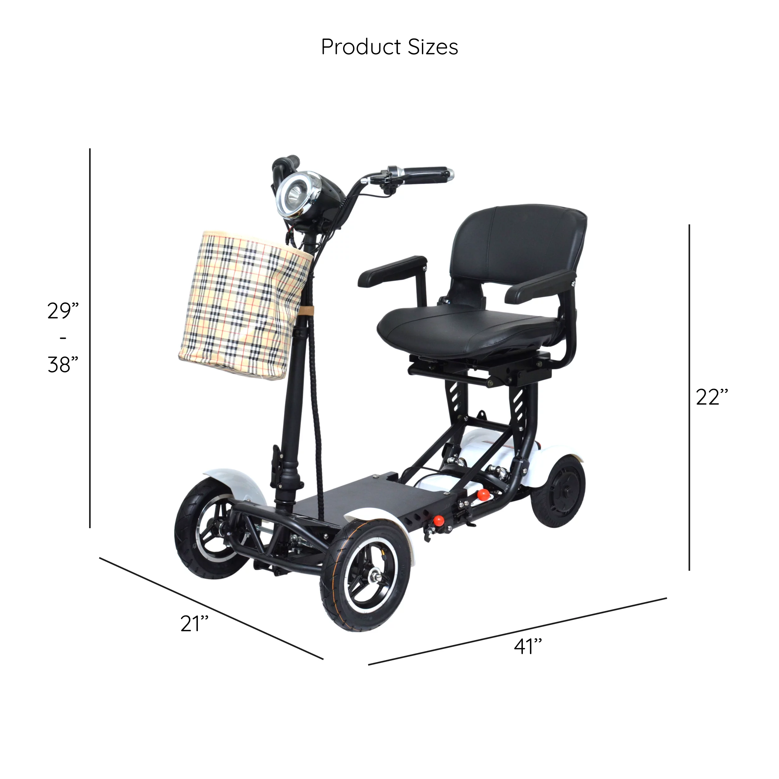 Bangeran Electric Mobility Scooter, 4 Wheel Foldable Portable, Up to 12 Miles - Blue