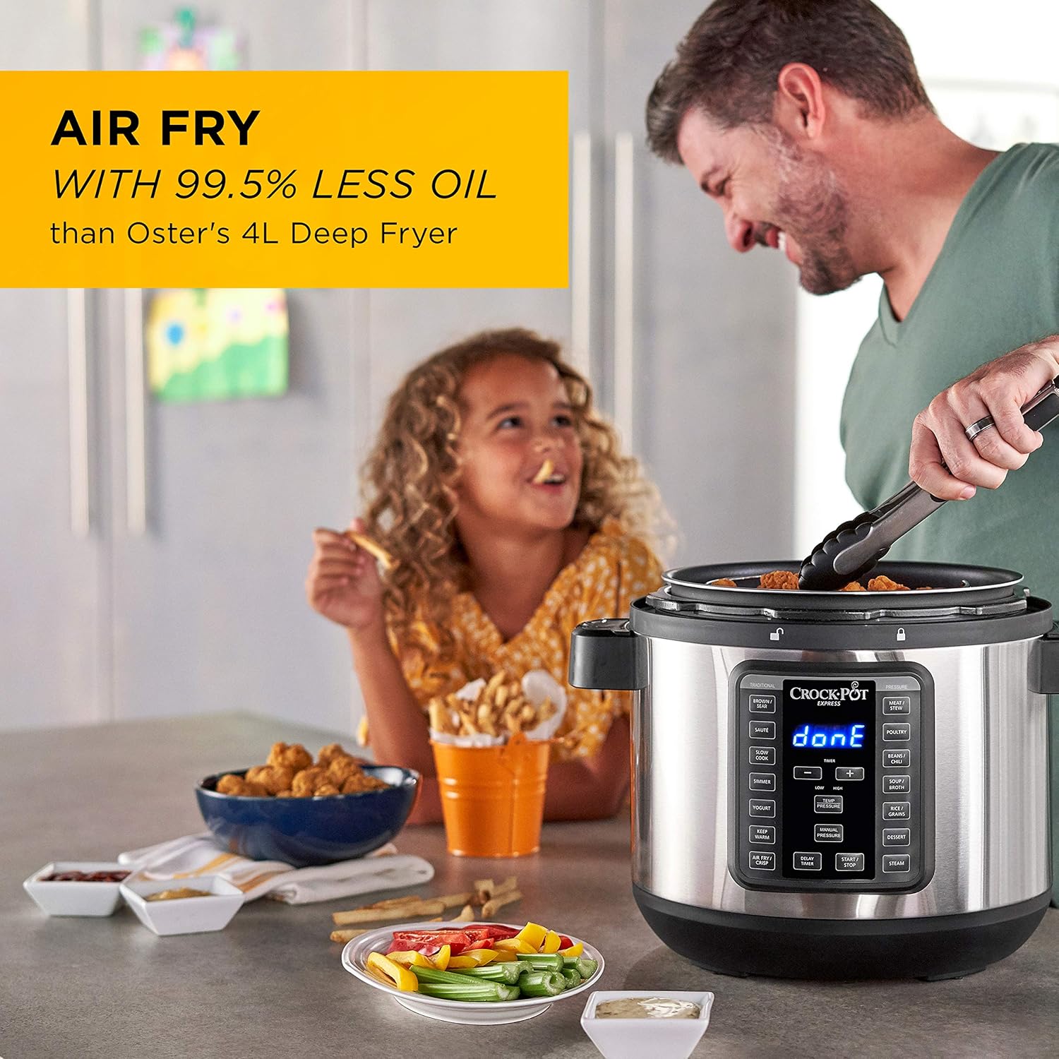 Crock-pot SCCPPA800-V1 Express Crisp 8-Quart Pressure Cooker Includes Air Fryer Lid, Stainless Steel