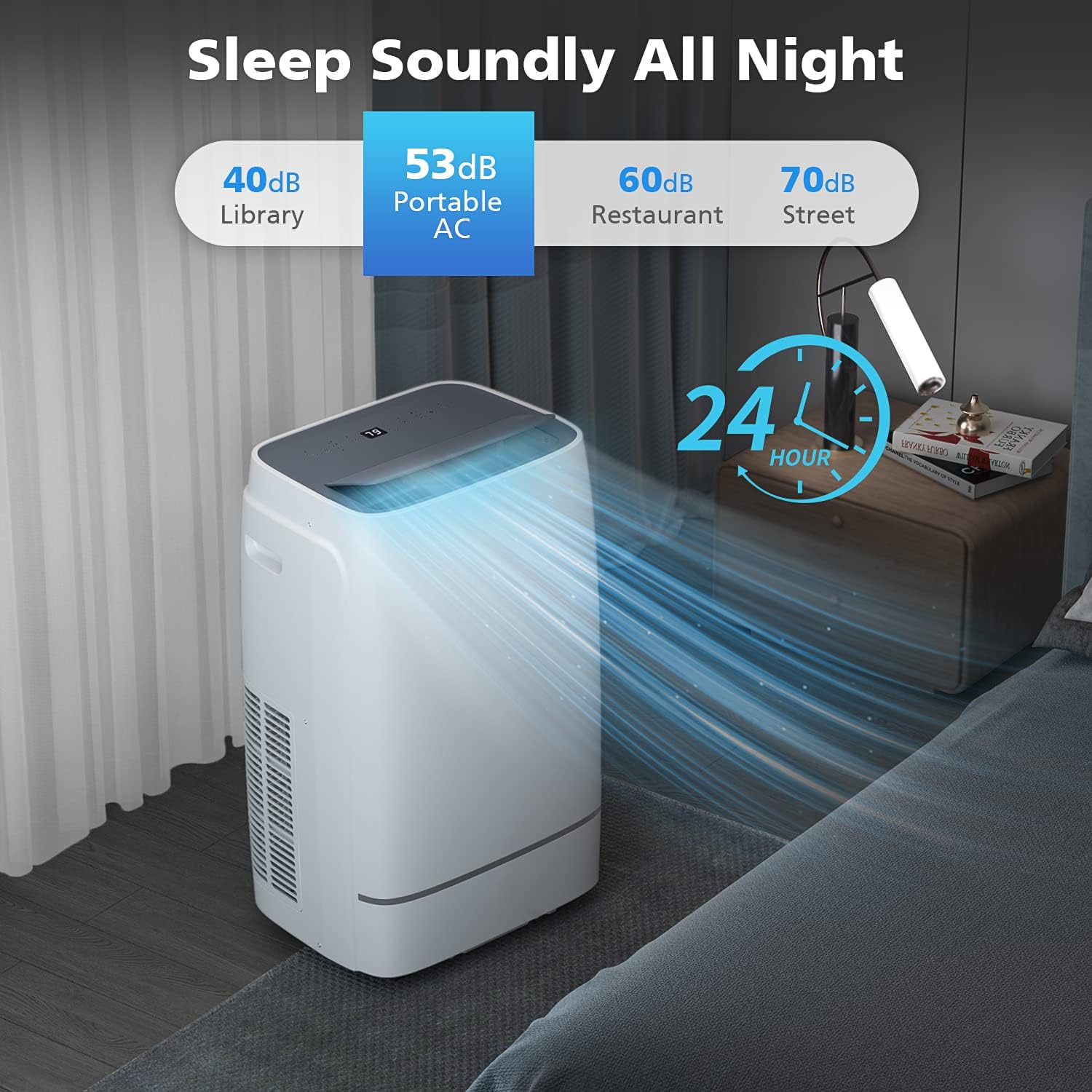 COWSAR 12000 BTU Portable Air Conditioner 4-IN-1 Portable AC Unit 24H Timer Room Air Conditioners 400 Sq.Ft. Coverage ＜53dB Stand Up Air Conditioner