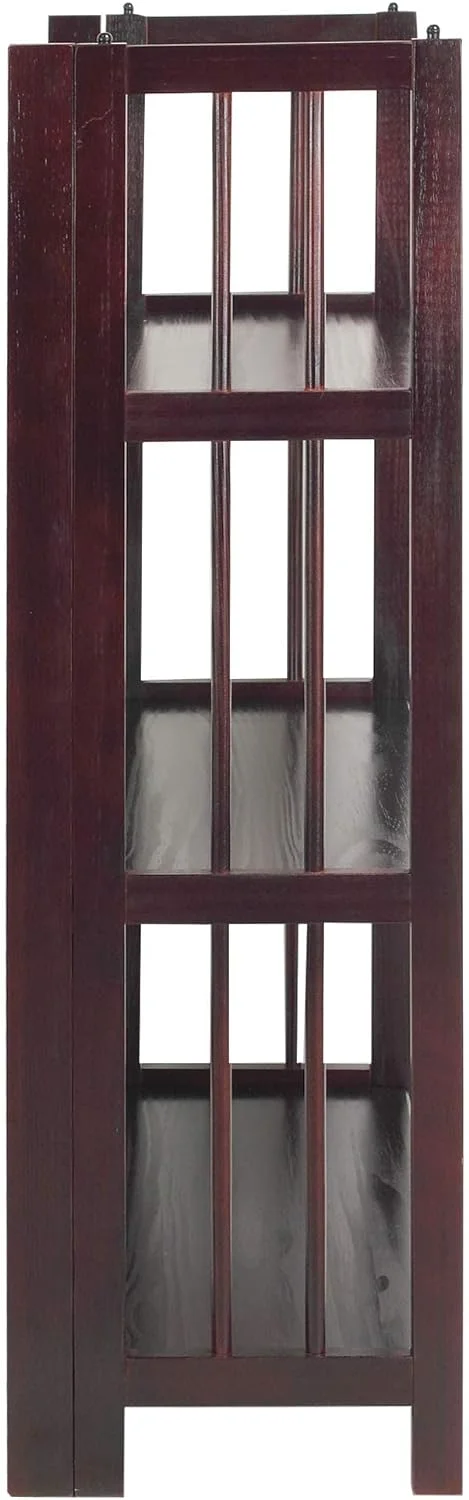 3 Shelf Folding Stackable Bookcase, 27.5" Wide, Espresso - Curated Treasures Market