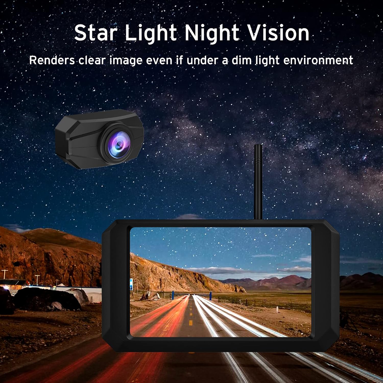 Wireless Backup Camera Monitor: Digital Vehicle Backup Cameras + 5 inch HD Monitor Waterproof Night Vision, Rear Wireless Camera for Car RV SUV Trailer