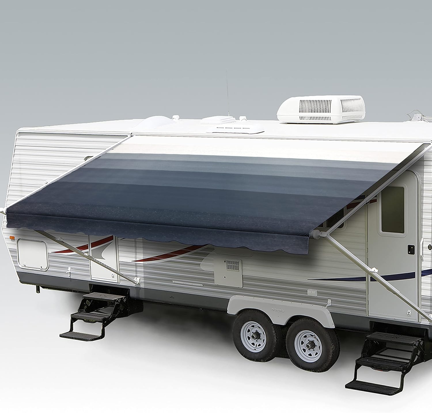 ShadePro - RV Awning Fabric Replacement - Heavy Duty Weatherproof Vinyl - Universal Outdoor Canopy for Camper, Trailer, and Motorhome Awnings - Granite - 21' (Fabric 20' 2)
