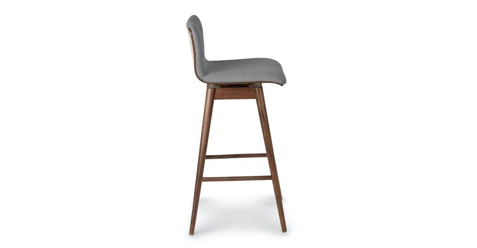 Swivel Bar Stool, Gray Fabric, Walnut Legs | Article Sede Modern Furniture