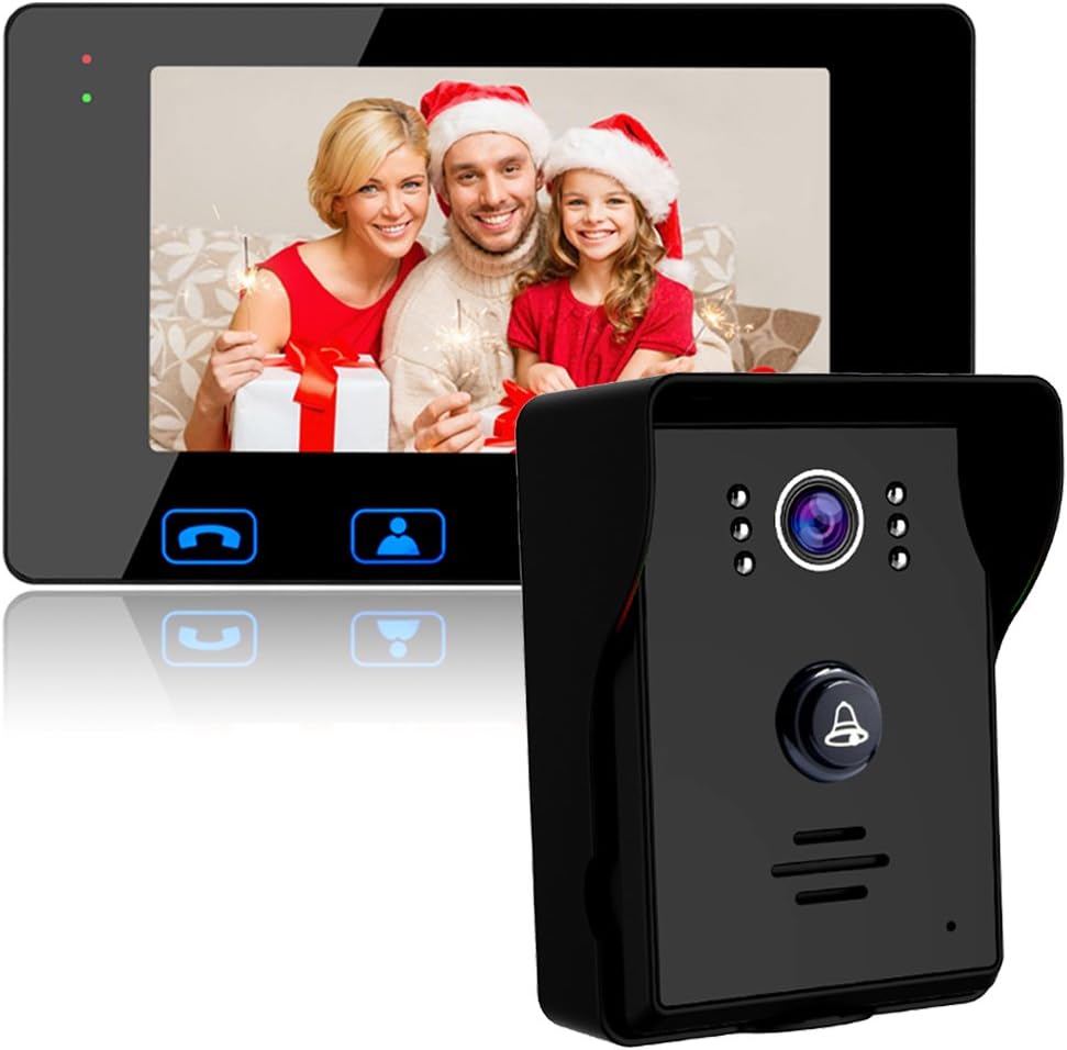 Video Door Phone Doorbell Wires Video Intercom Monitor 7 Wired Door Bell Home Security System with Night Vision and Push Button HD Camera