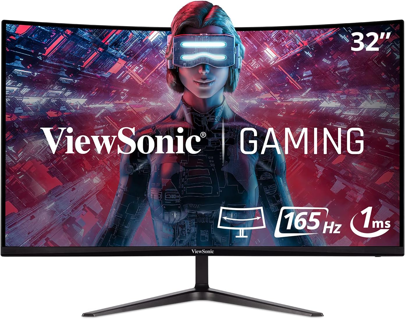 ViewSonic VX3218-PC-MHD 32 Inch Full HD 1080p 165Hz 1ms Curved Gaming Monitor with Adaptive-Sync Eye Care HDMI and Display Port