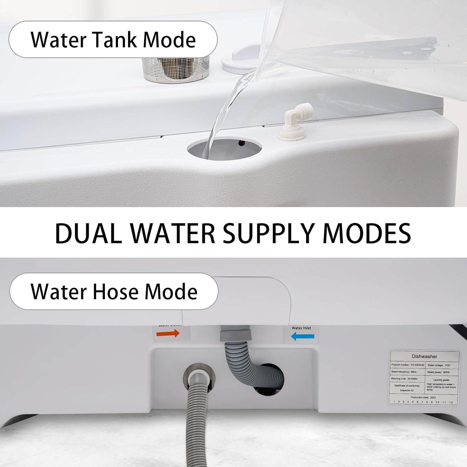 Dishwasher,900W Portable Countertop Dishwasher with 7L Built-In Water Tank,No Hookup Needed,5 Programs, for Small Homes,Apartments, Dormitories,Campers,RVs,110V