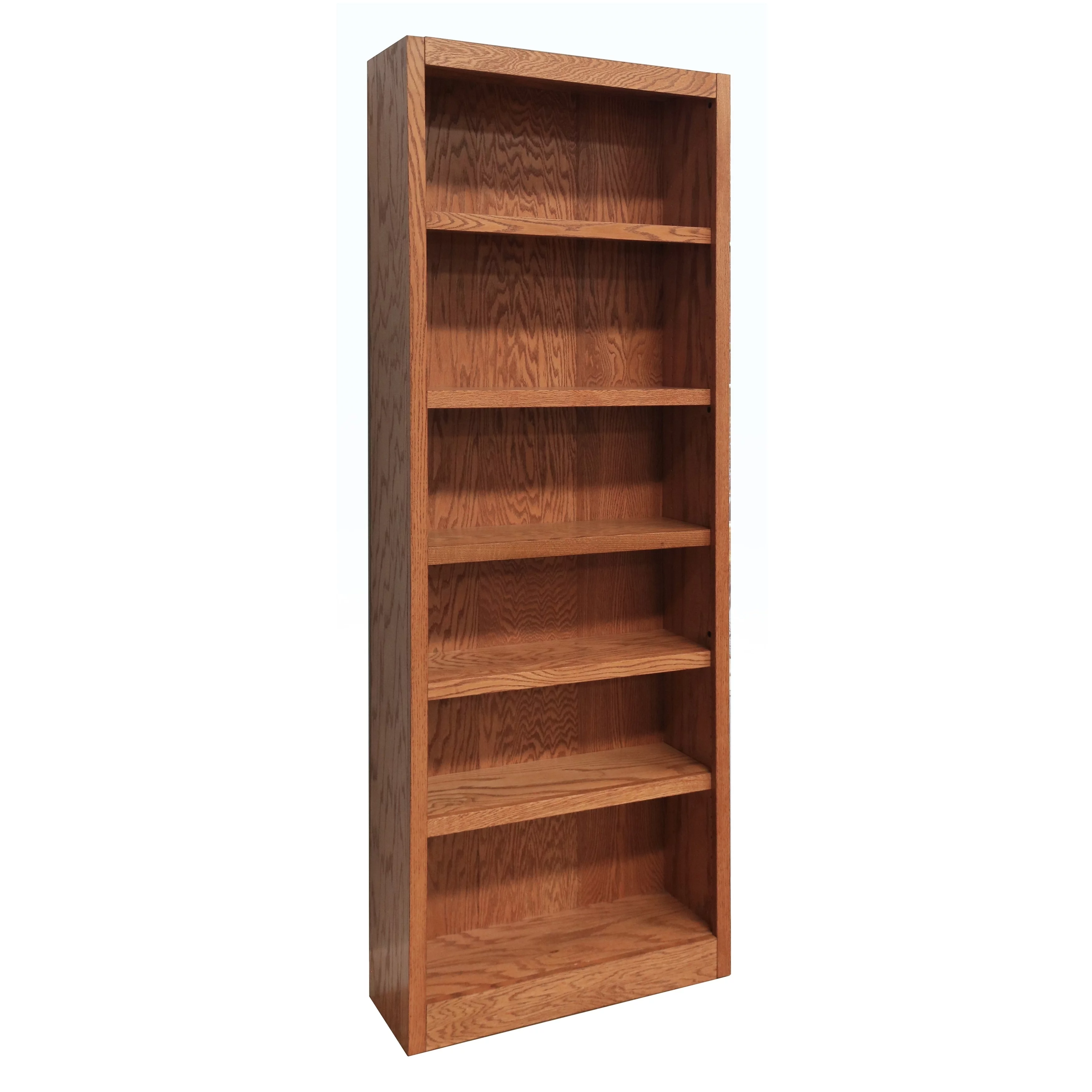 Concepts in Wood MI3084 Single Wide Bookcase, 6 Shelves Oak Oak Finish