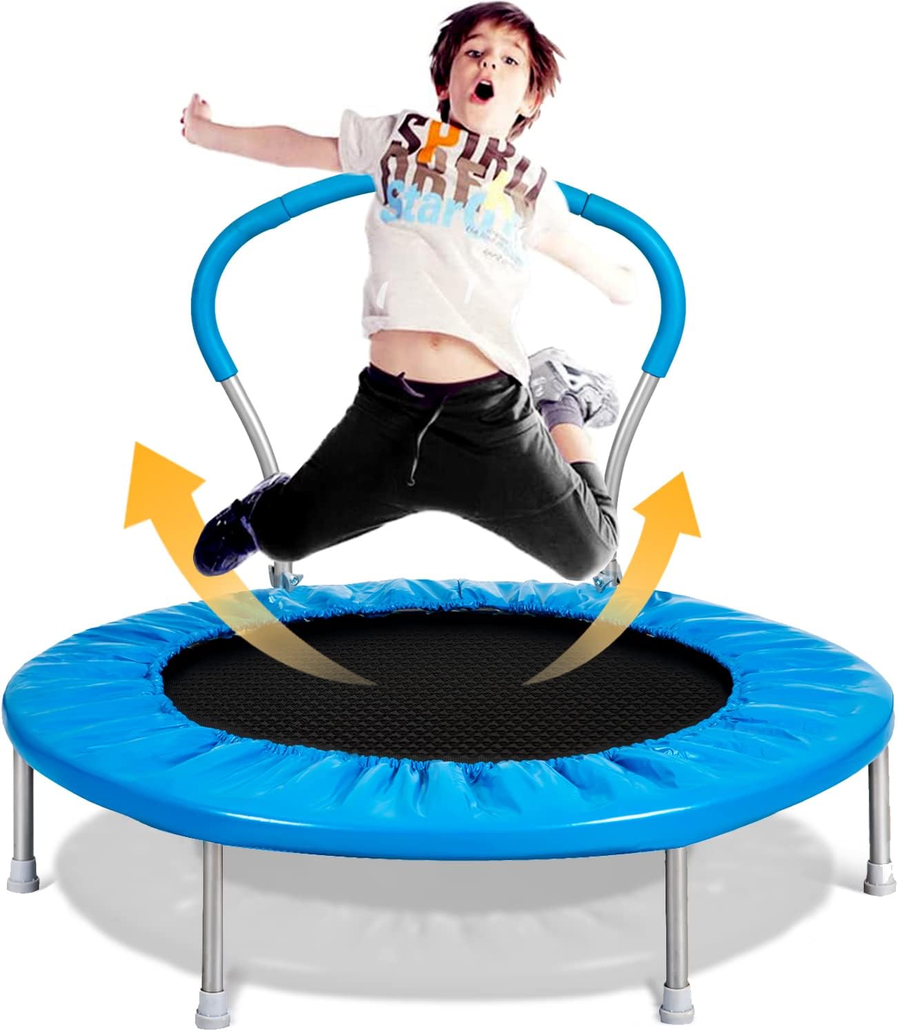 36" Foldable Mini Trampoline,Exercise Trampoline with Foam Handle,Round Jumping Cardio Trampoline,Mini Trampoline for Indoor&Outdoor Use