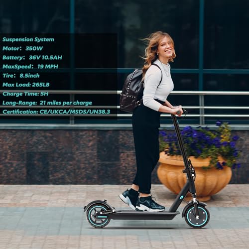 Electric Scooter for Adults Long Range Miles, 500/600W Motor & 10" Vacuum Tires, Foldable Design with Dual Disc Brakes, Smart App Control