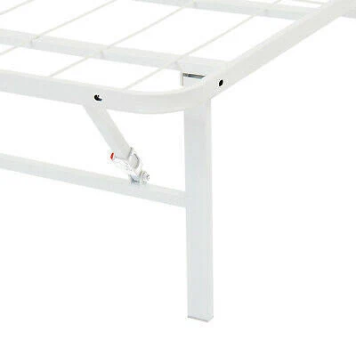 Mainstays 14 inch High Profile Foldable White Steel Bed Frame, King, Size: 14 inch Height