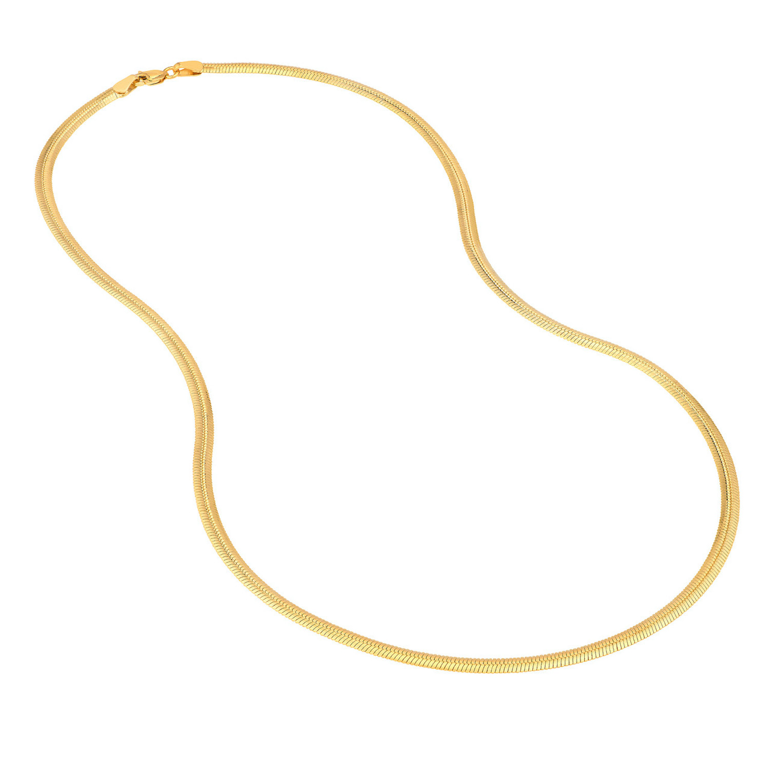 Solid 14K Yellow Gold 3.50mm Flat Oval Snake Chain Necklace 18"