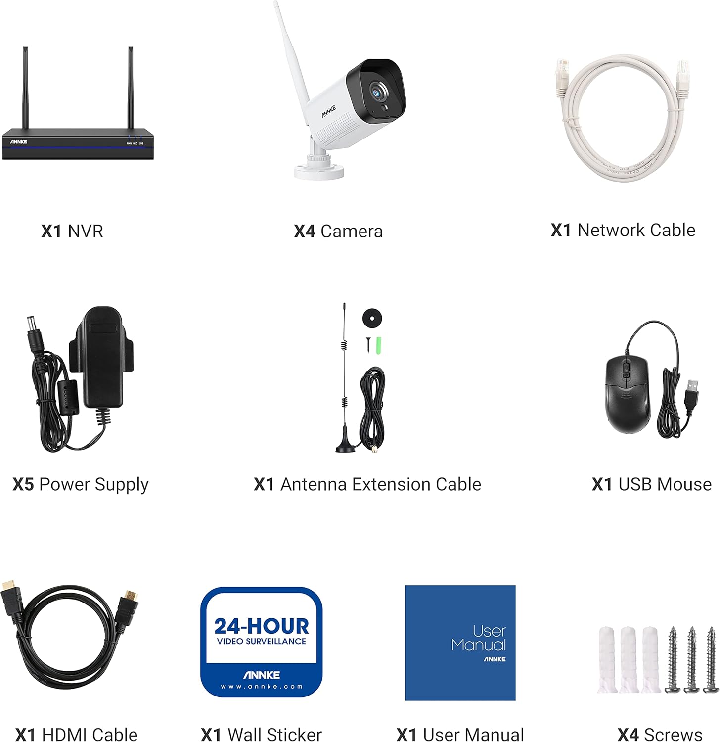 [Upgraded 2k] ANNKE 3MP Wireless Security Camera System, 8 Channel 5MP WiFi NVR with 4Pcs 3MP Weatherproof IP Cameras, Work with Alexa, 100ft Night Vision, Smart Motion Alerts, NO Hard Drive-WS300