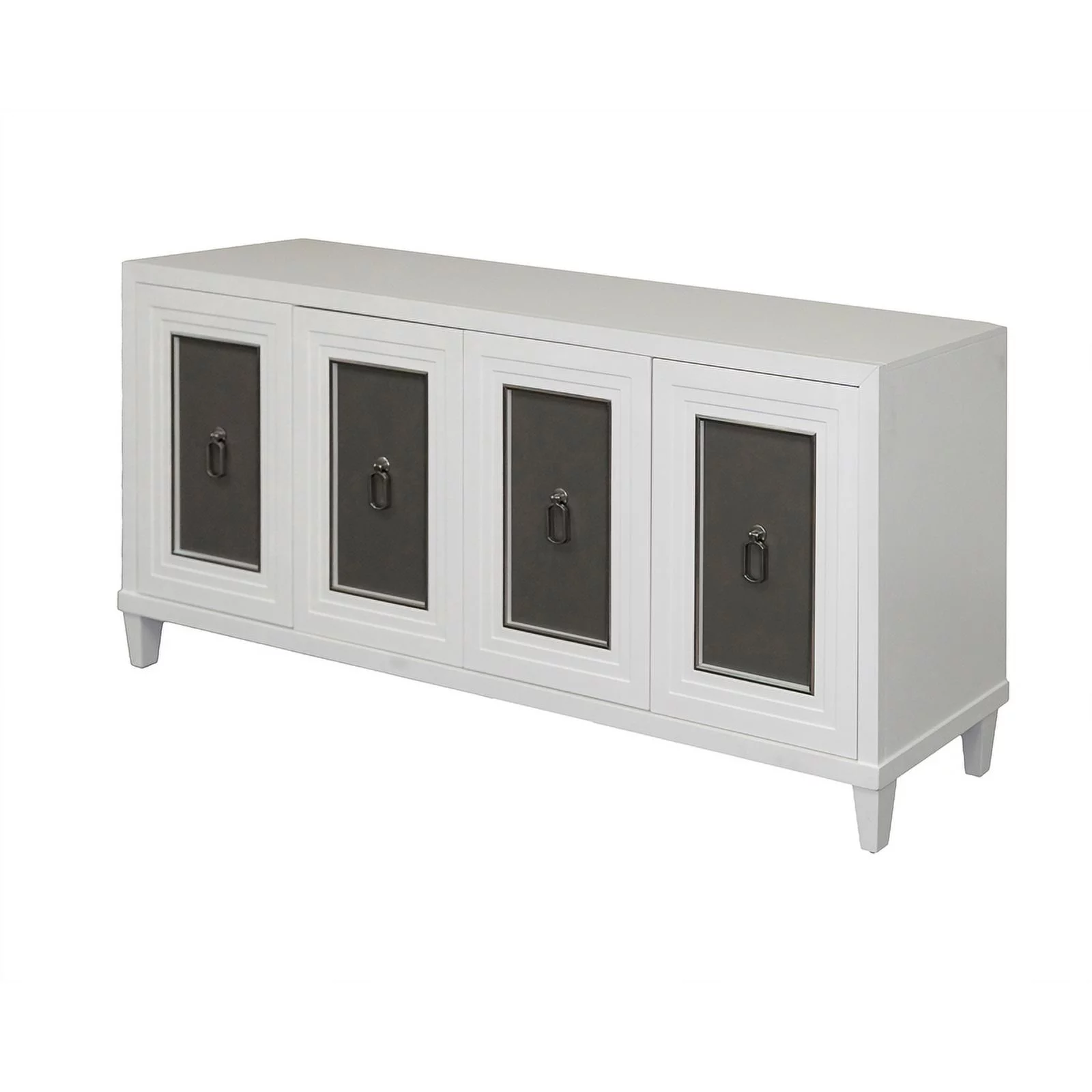 Modern Wood 80" Console with with doors TV Stand Fully Assembled White