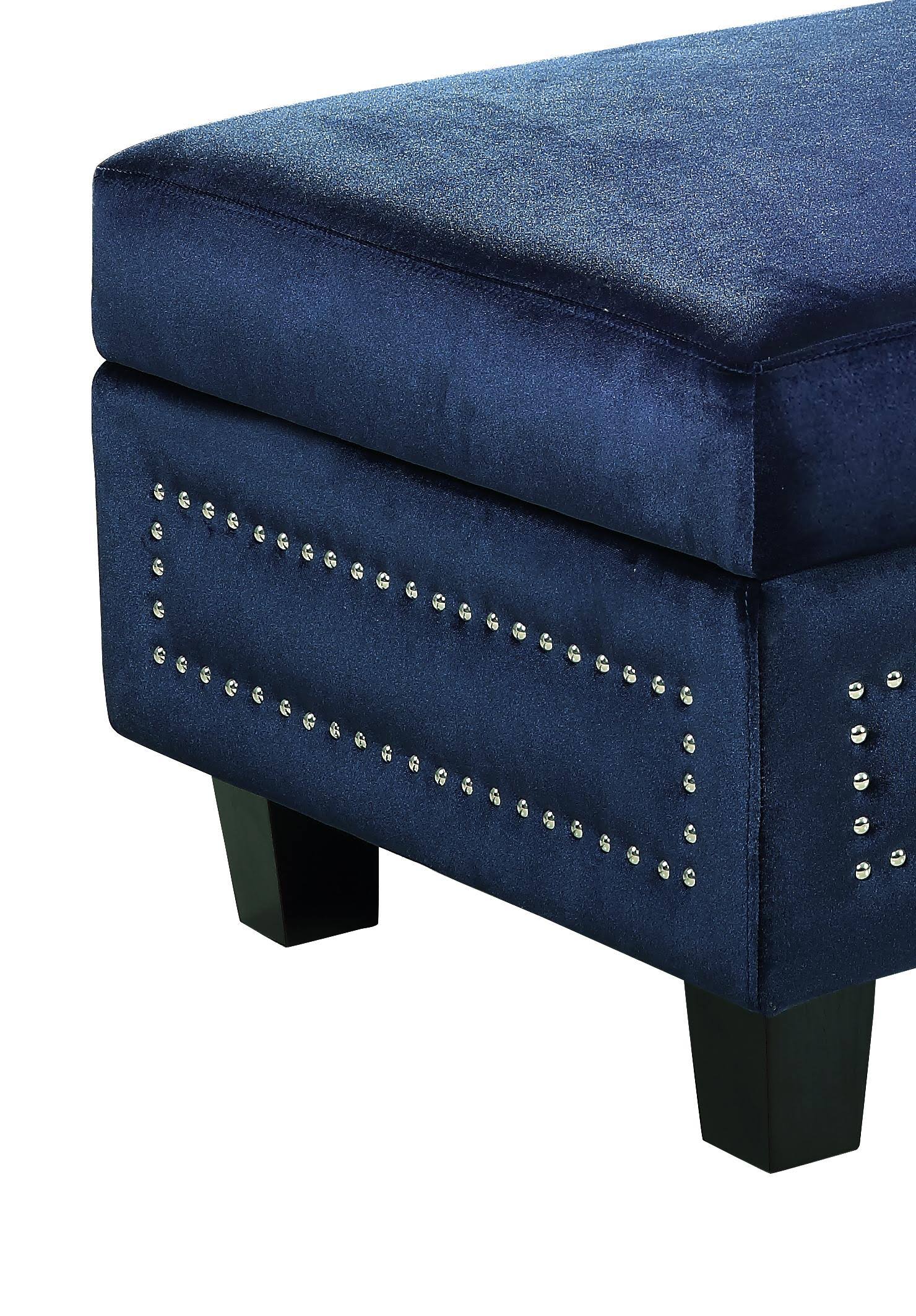 Meridian Furniture Ferrara Navy Velvet Storage Ottoman