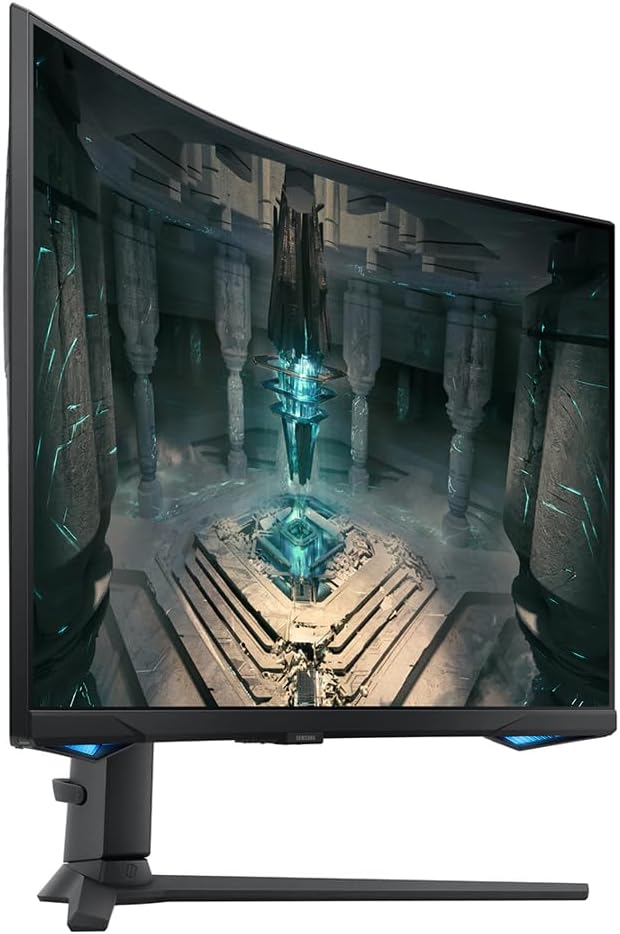 SAMSUNG 32" Odyssey G65B Series 1000R Curved QHD Gaming Monitor, 240Hz, 1ms, Smart TV Apps and Gaming Hub, Eye Height, Swivel & Tilt Adjustable Stand, Black, with MTC HDMI Cable