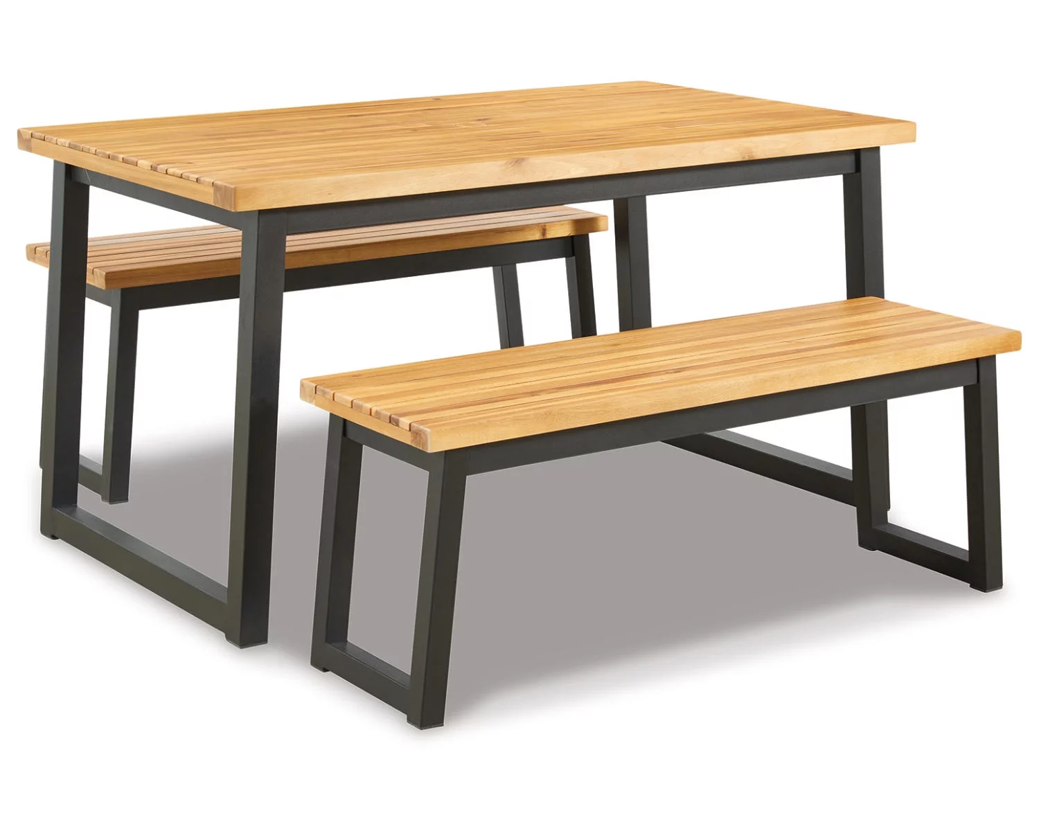 Signature Design by Ashley Casual Town Wood Outdoor Dining Table Set (Set of 3)  Brown/Black