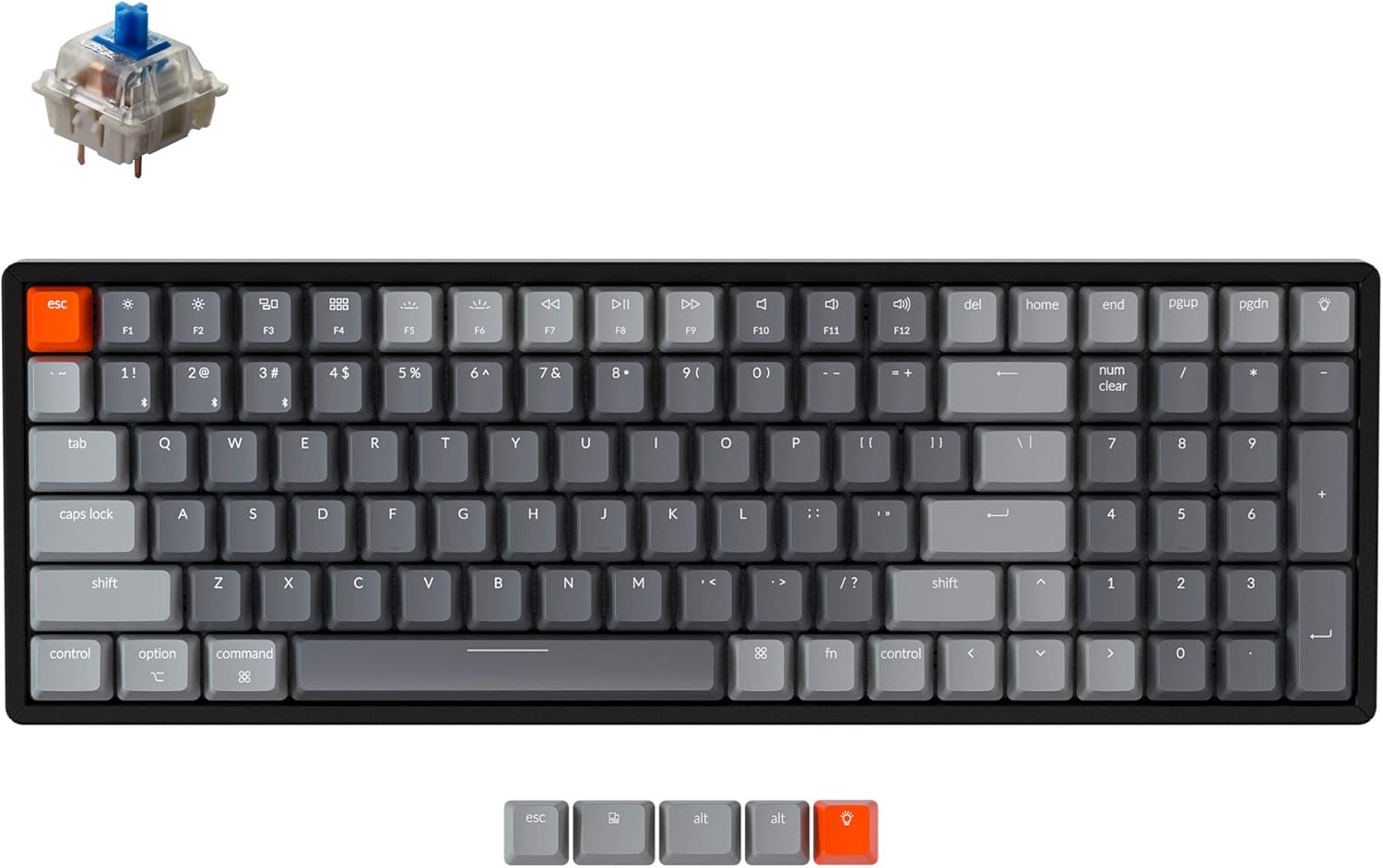 Keychron K4 Wireless Bluetooth/USB Wired Gaming Mechanical Keyboard, Compact 100 Keys RGB LED Backlit Gateron G Pro Brown Switch N-Key Rollover, Aluminum Frame for Mac Windows, Version 2