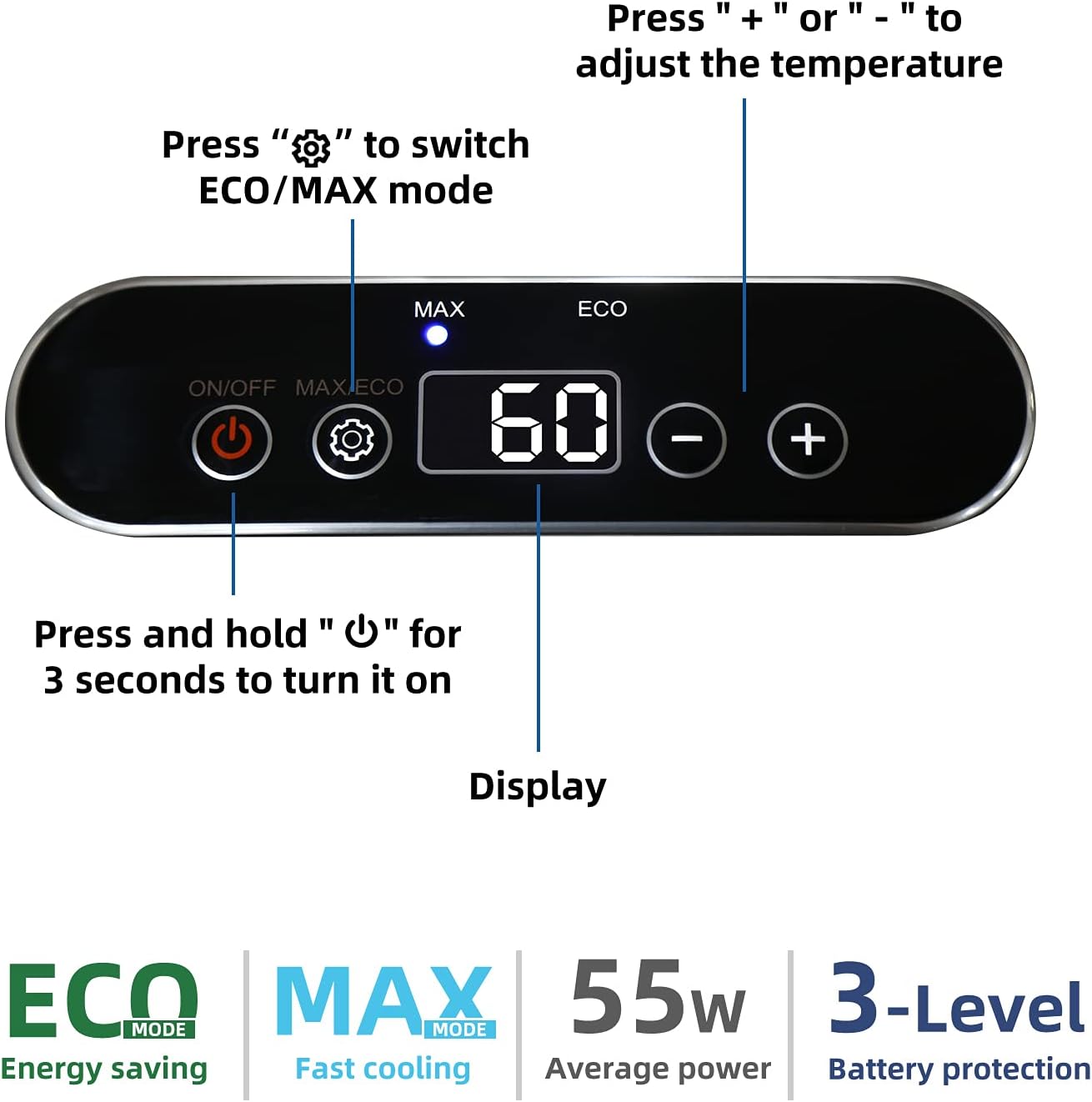 SetPower AJ50 Portable Refrigerator, Car Refrigerator, Portable Fridge Freezer, 12 volt Cooler, Car Fridge, Compact Refrigerator with 3-YEAR Warranty, 12/24V DC and 120-240V AC, Car and Home Use