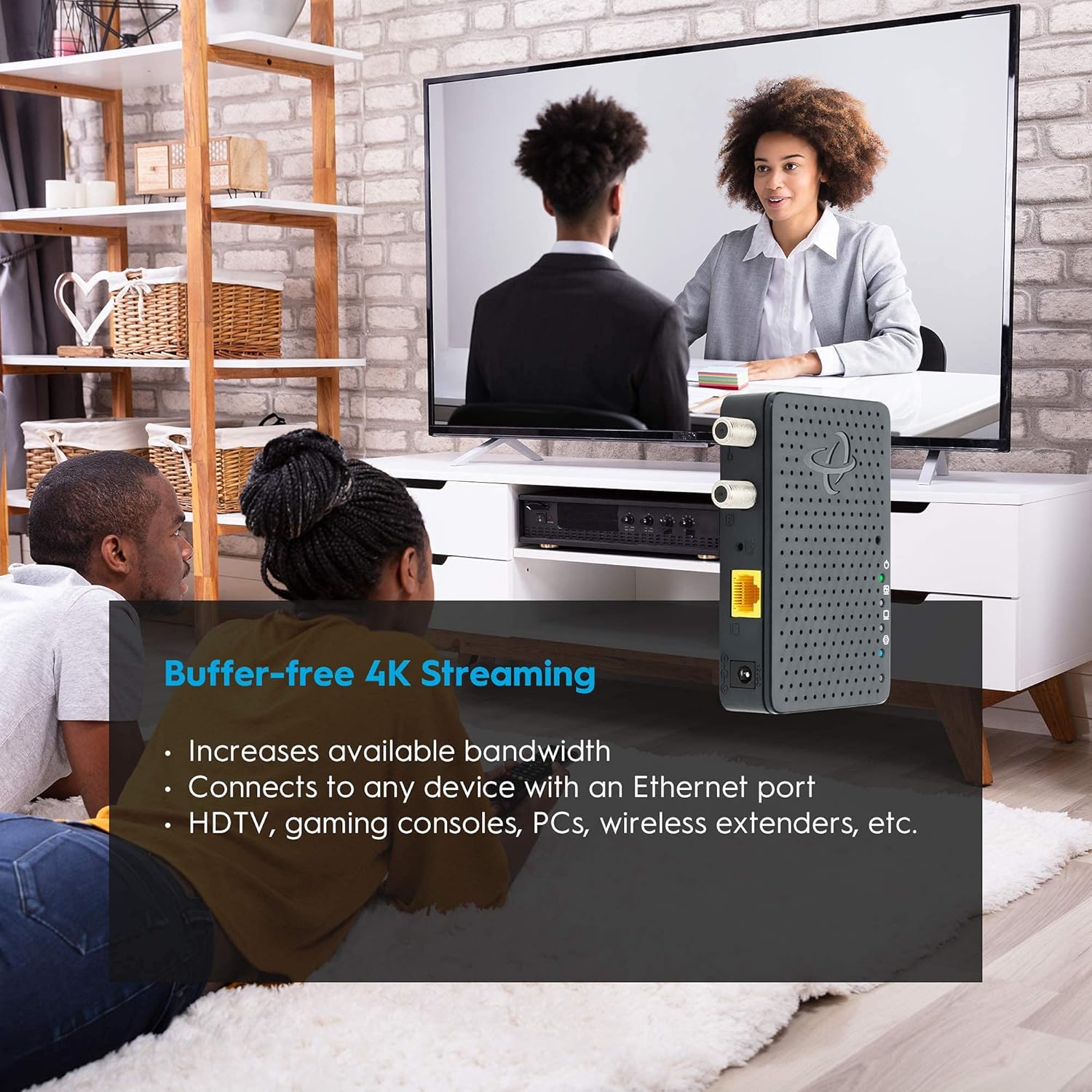 Hitron Bonded MoCA 2.5 Network Adapter for Ethernet Over Coax (2-Pack) | 1 Gbps Ethernet, 2.5 Gbps Over existing Coax Cables | Ideal Backbone for Home Mesh WiFi, Streaming, and Gaming | HT-EM4