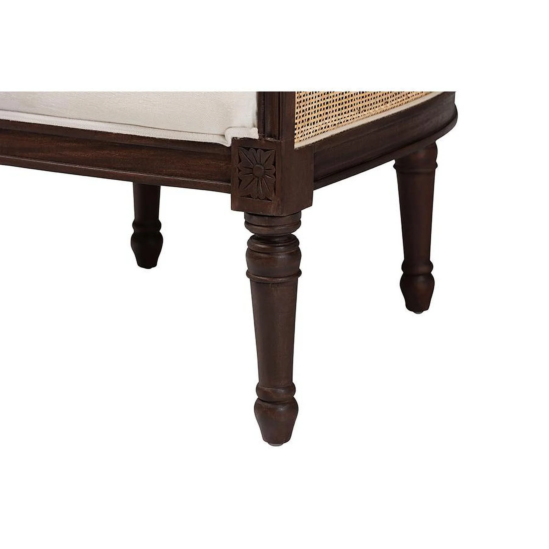 bali & pari Ornella Traditional French Beige Fabric and Dark Brown Finished Wood Accent Chair