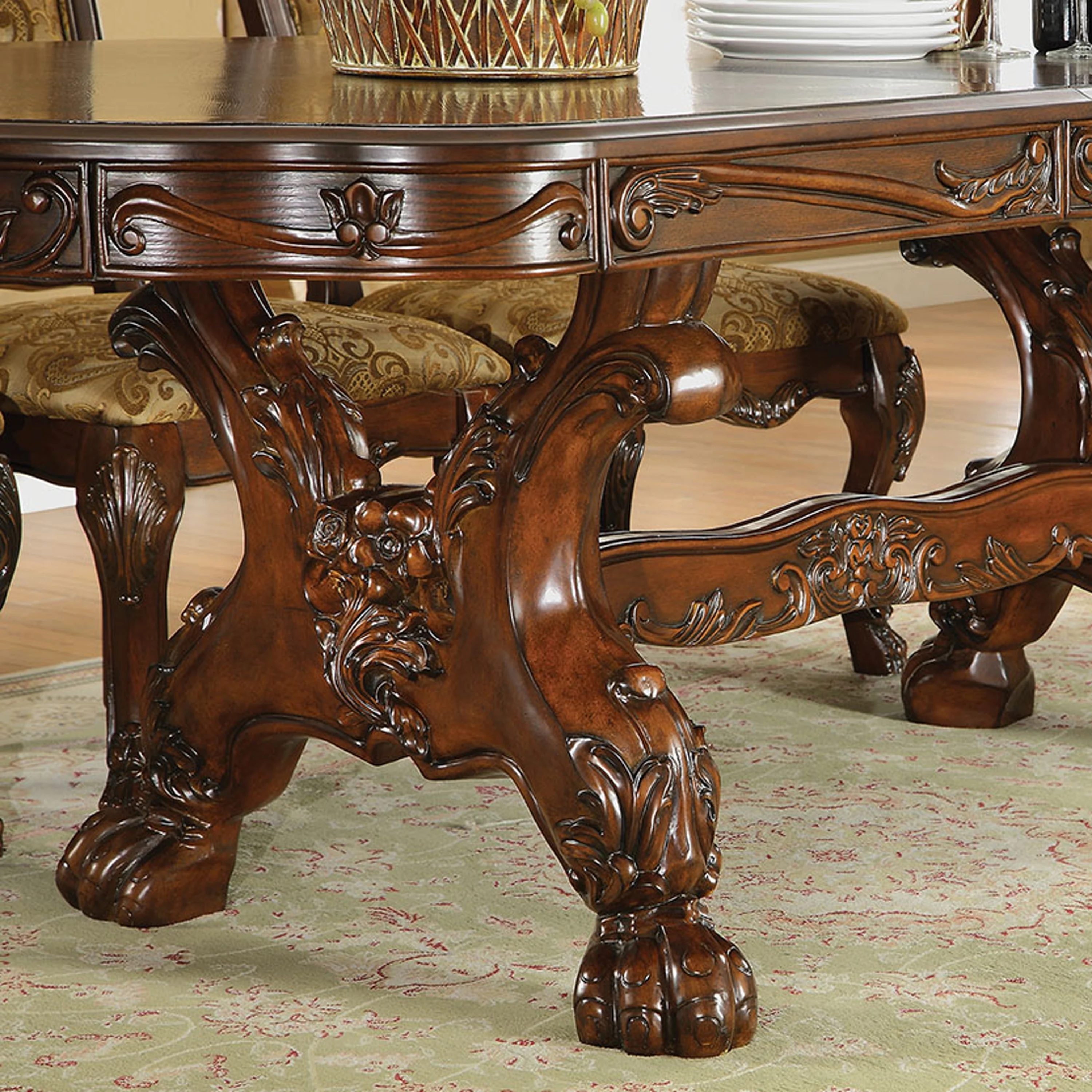 Furniture of America Rutherford Traditional Cherry Solid Wood 7-Piece Dining Table Set by
