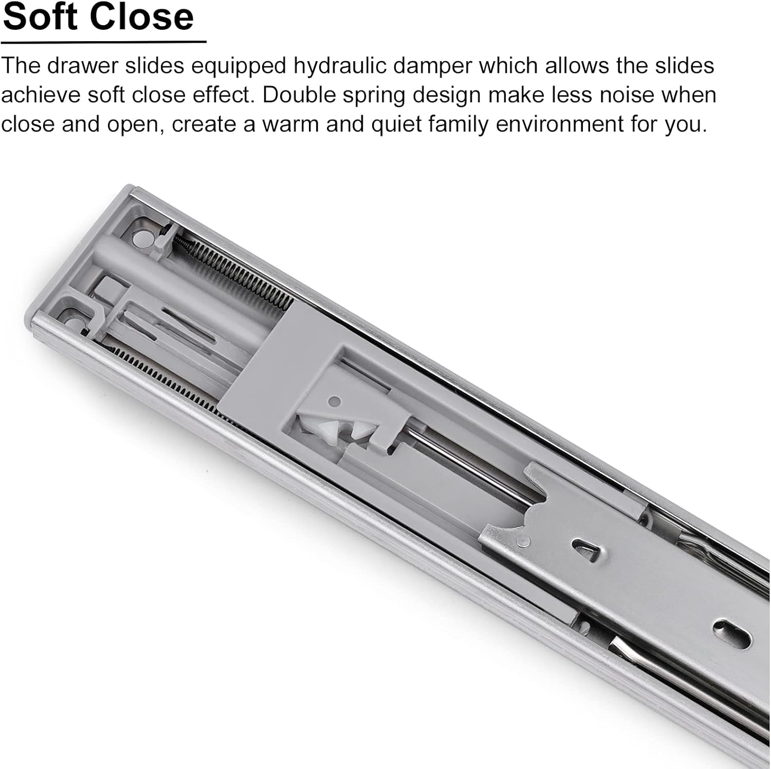 6 Pair DECORITEN 18 inch Soft Close Drawer Slide Full Extension, Ball Bearing Cabinet Hardware Rails with Rear Mounting Brackets, Side/Bottom Mount