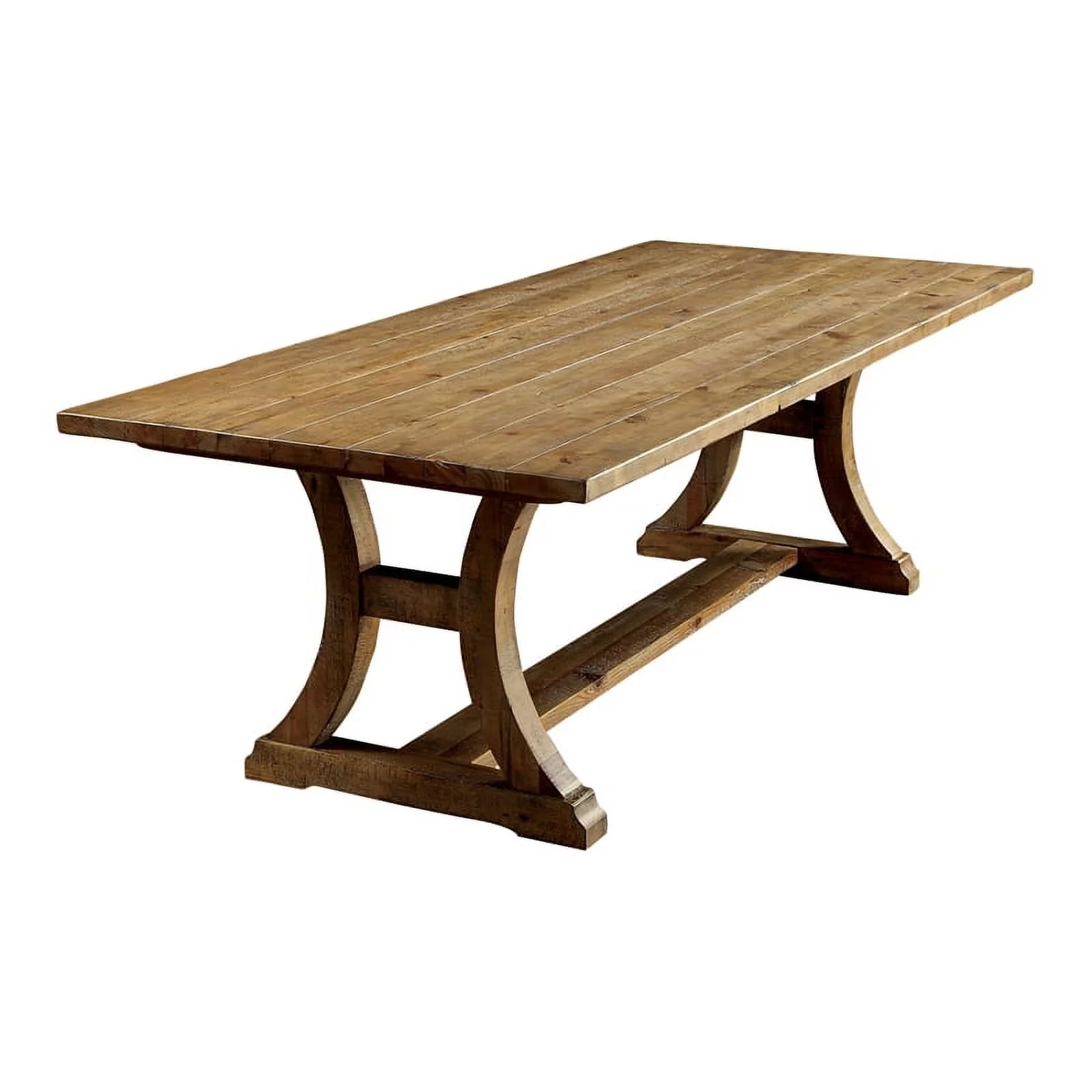 Furniture of America Liston Wood Trestle Dining Table in Rustic Brown Pine