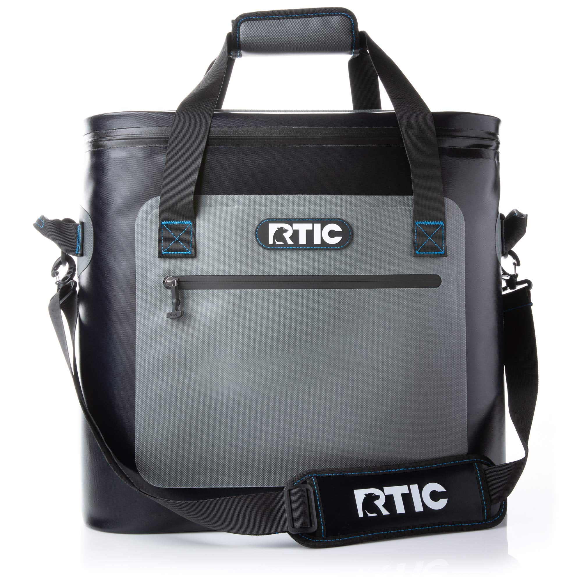 RTIC Soft Cooler 40 Can, Insulated Bag Portable Ice Chest Box for Lunch, Beach, Drink, Beverage, Travel, Camping, Picnic, Car, Trips, Floating Cooler Leak-Proof with Zipper, Blue / Grey