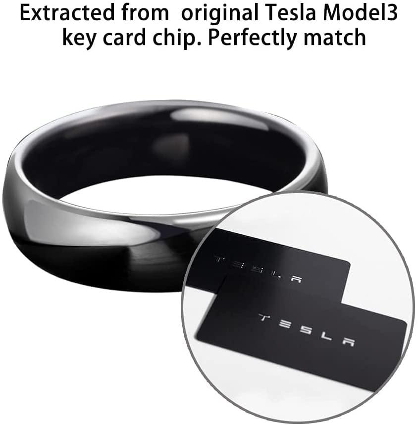 COLMO Tesla Smart Ring Tesla Key Ring Accessories Key Card Model Y Key Fob Replacement Ceramic RFID Smart Ring for Man and Woman Tesla Model 3 Accessories Fast Delivery (US6, Black-7mm)