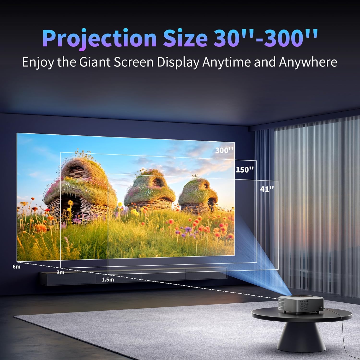 【★Netflix Certified★Android 12.0|4+32GB|★Built-in Youtube/Prime Video/Disney+】4K Smart Projector, Outdoor Projector with 5G WiFi and Bluetooth, HDMI/USB/Smartphone/TV Stick |Digital Focus|ZOOM Support