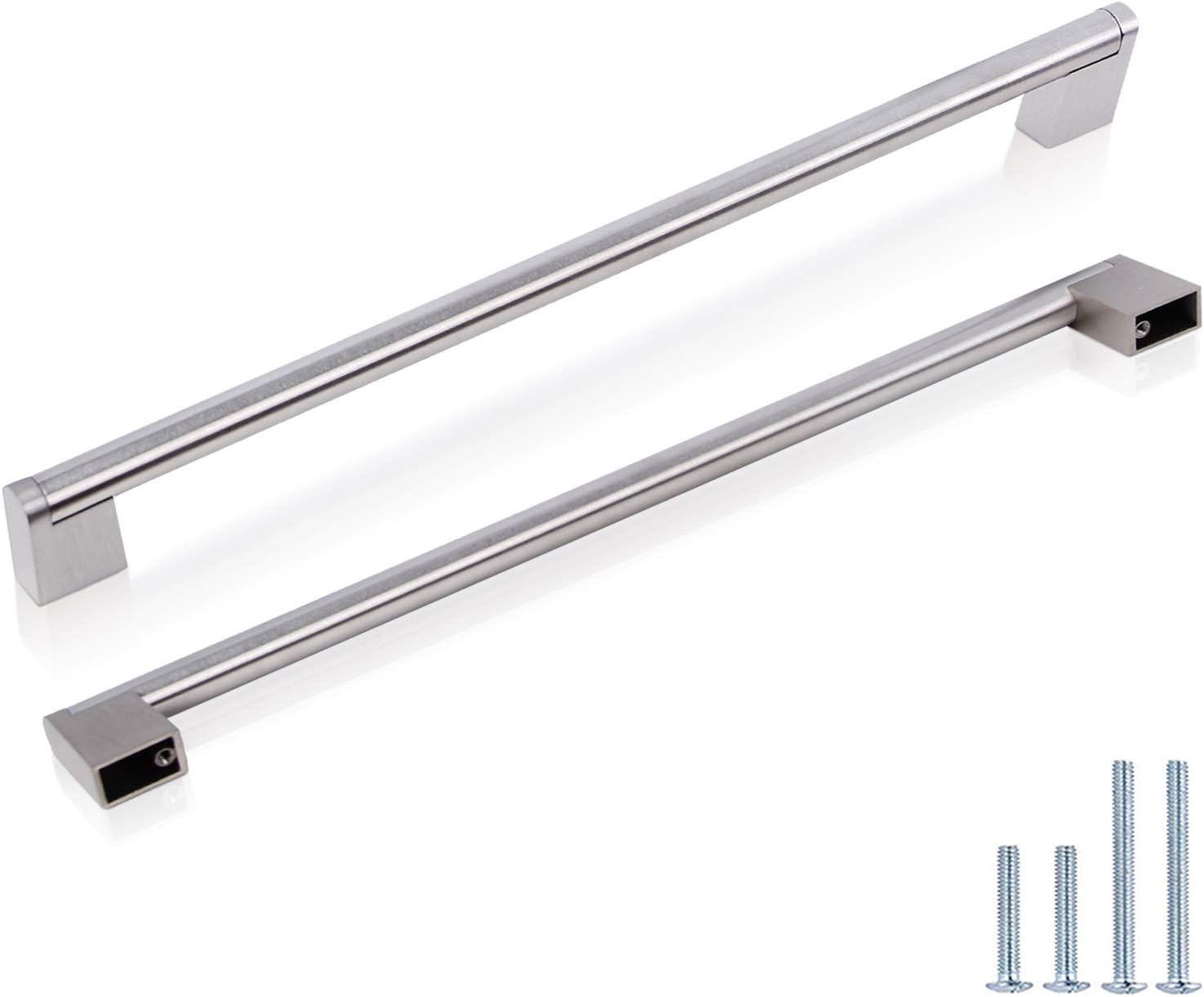(30 Pack) Probrico 5 Hole Centers Euro Cabinet Pulls Modern Round Bar Pull with Square Base Satin Nickel Stainless Steel Kitchen Bathroom Drawer Dresser Furniture Cabinet Hardware
