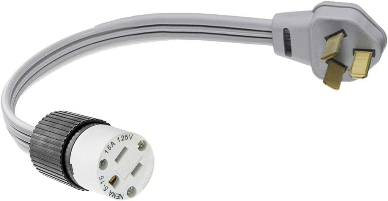 10-50P Male 3-Pin Plug To 3-Pin 5-15R Female Home Wall Outlet, 220/250V Electrical Stove/Range To Gas 110/125V Power Convert/Adapter. FX125V846 Pack of 2