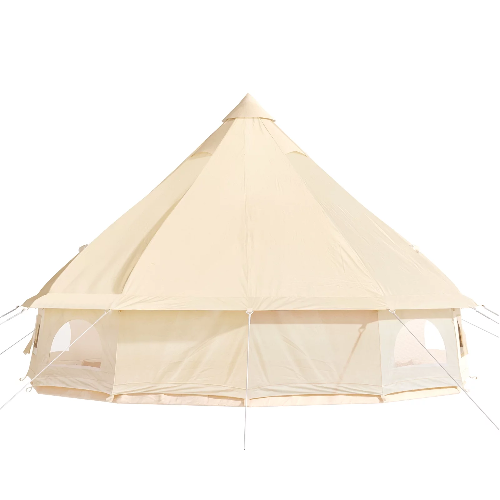 BENTISM 4-Season 8-10 People Large Waterproof Cotton Canvas Bell Tent With Stove for Camping Parties(5M Dia)