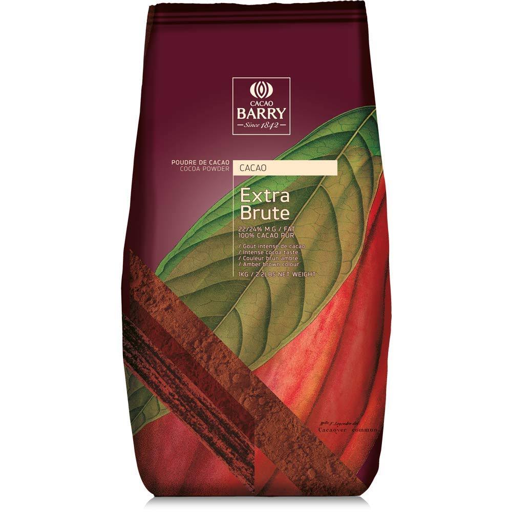 Cacao Barry Cocoa Powder 100 Cocoa Extra Brute 2.2 lb Pack of 2