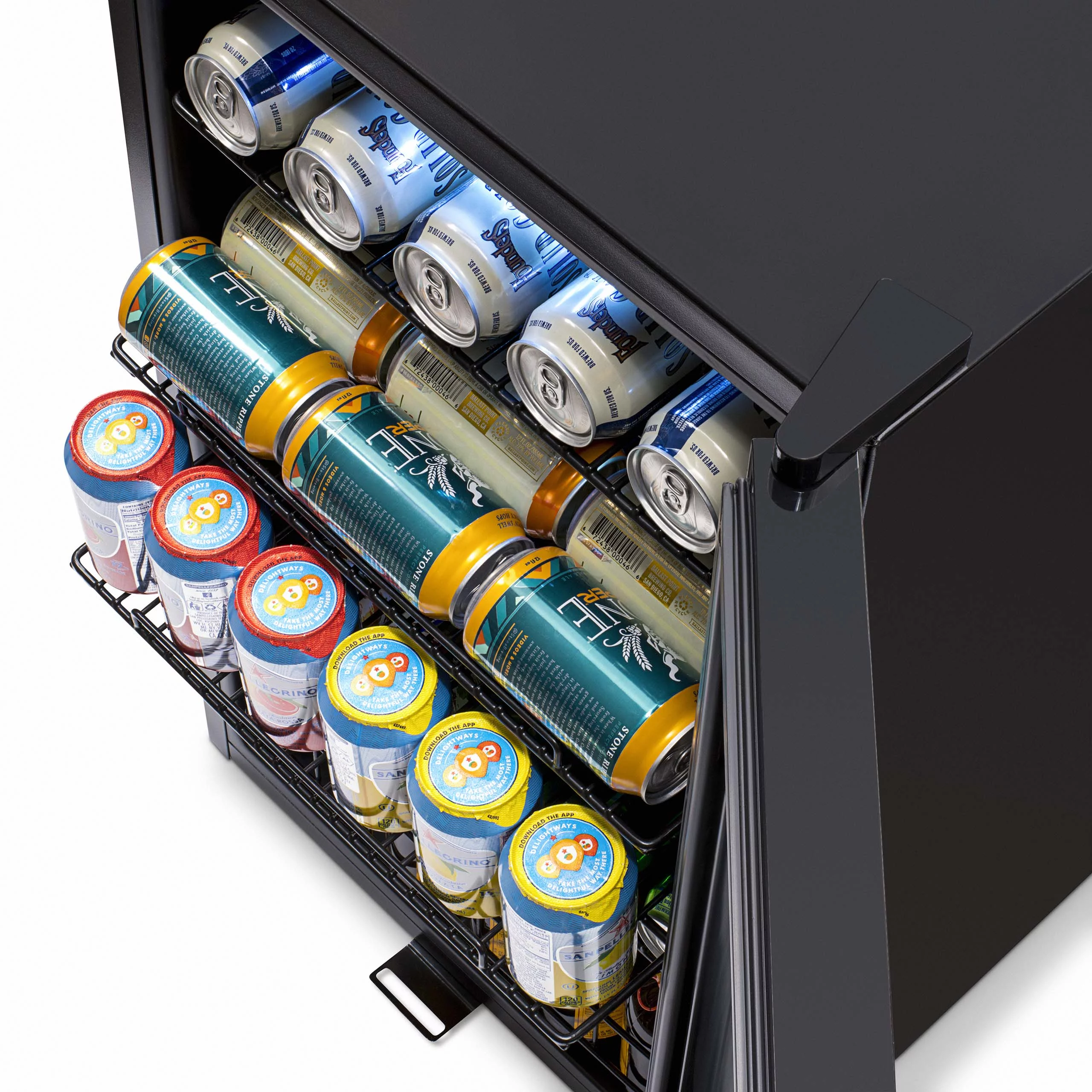 Newair 126 Can Beverage Refrigerator Cooler, Freestanding Mini Fridge in Black for Home, Office or Bar