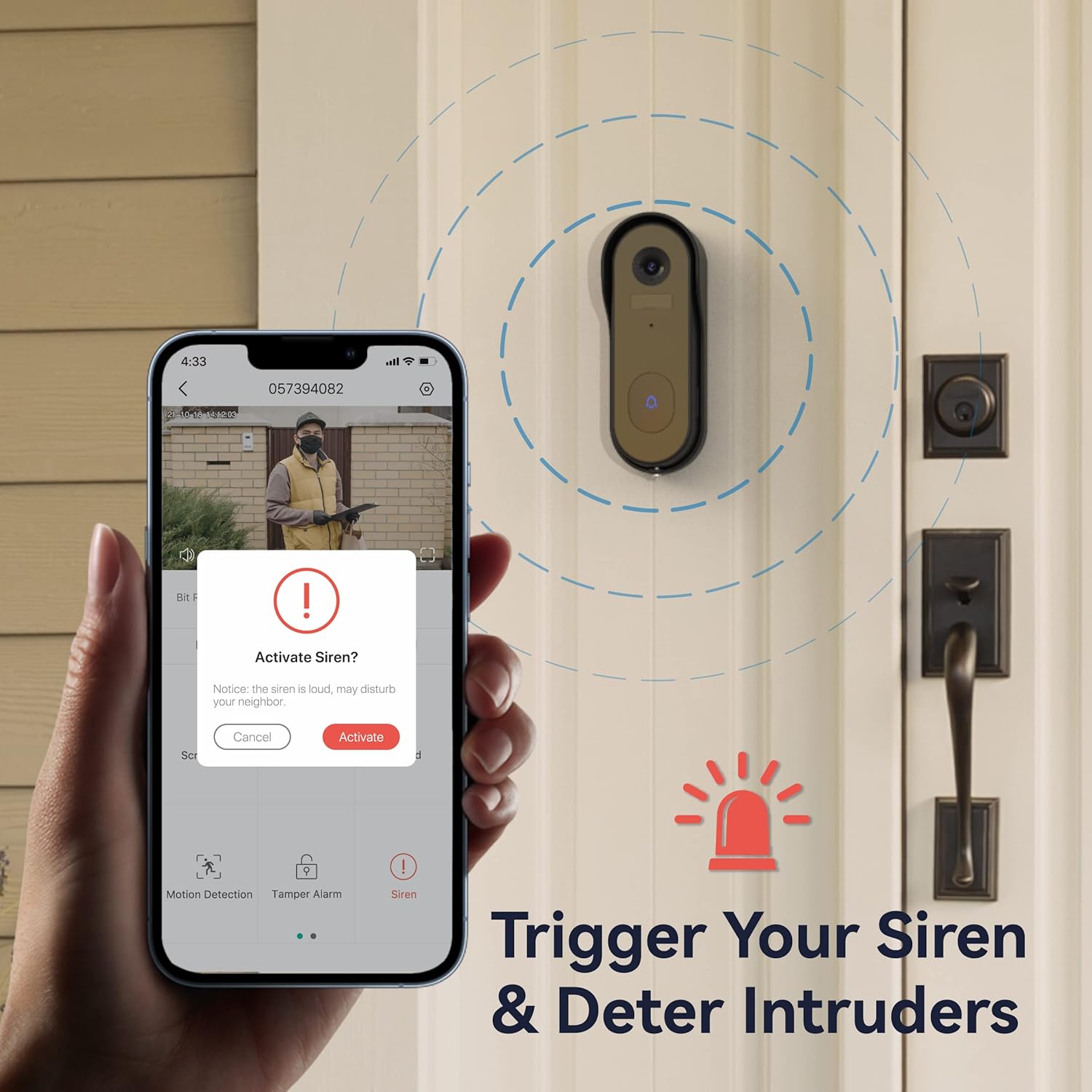 WiFi Doorbell Camera with Chime, Battery Powered Video Door Bell Camera with 32G SD Card, Anti Theft Alarm Trigger, AI Human Motion Detection, 2.4GHz WiFi, 2-Way Audio, 1080P Night Vision