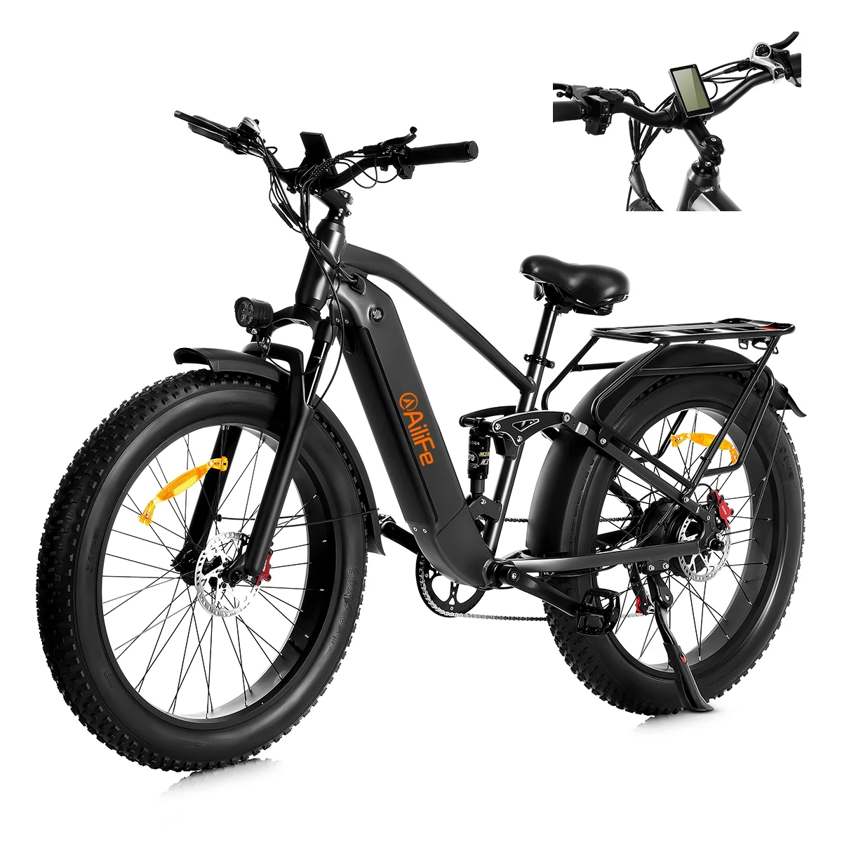 Electric Bike for Adults, 26 Inch Fat Tire Electric Bike, Up to 30MPH & 62 Miles, 5-Layer Full Suspension, 13AH Removable Battery,1000W Mountain Snow E Bike - Curated Treasures Market