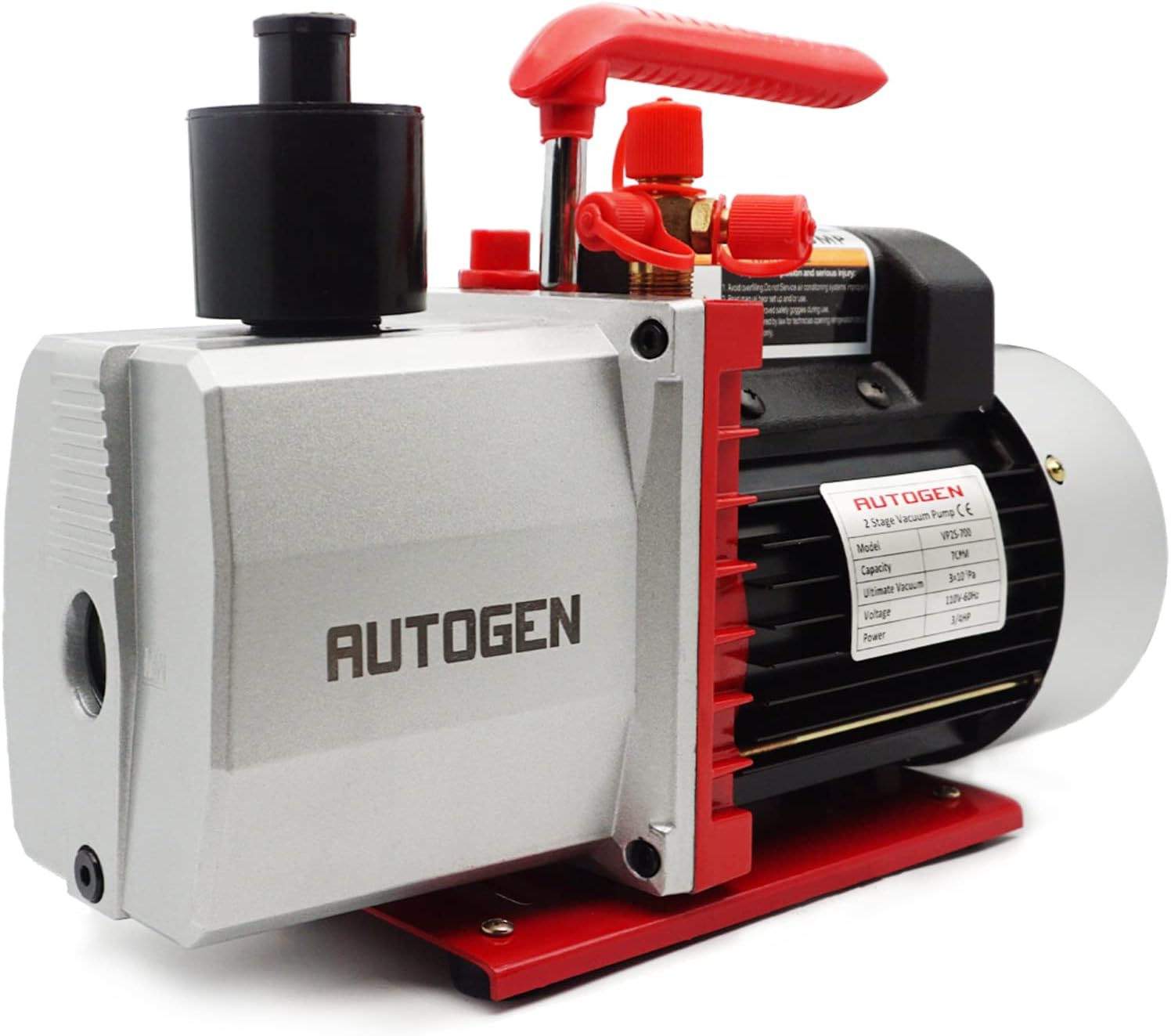 AUTOGEN 2-Stage Air Vacuum Pump 7CFM 0.3 Pa for HVAC/Auto AC Refrigerant Recharging, Degassing Wine, Milking Cow, Food Processing