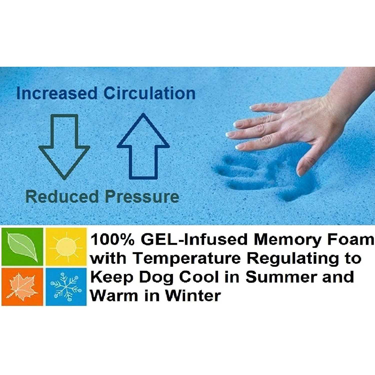 Dogbed4less Orthopedic gel Memory Foam Dog Bed Large Pet and Waterproof Liner Cover - Pet Supplies online store