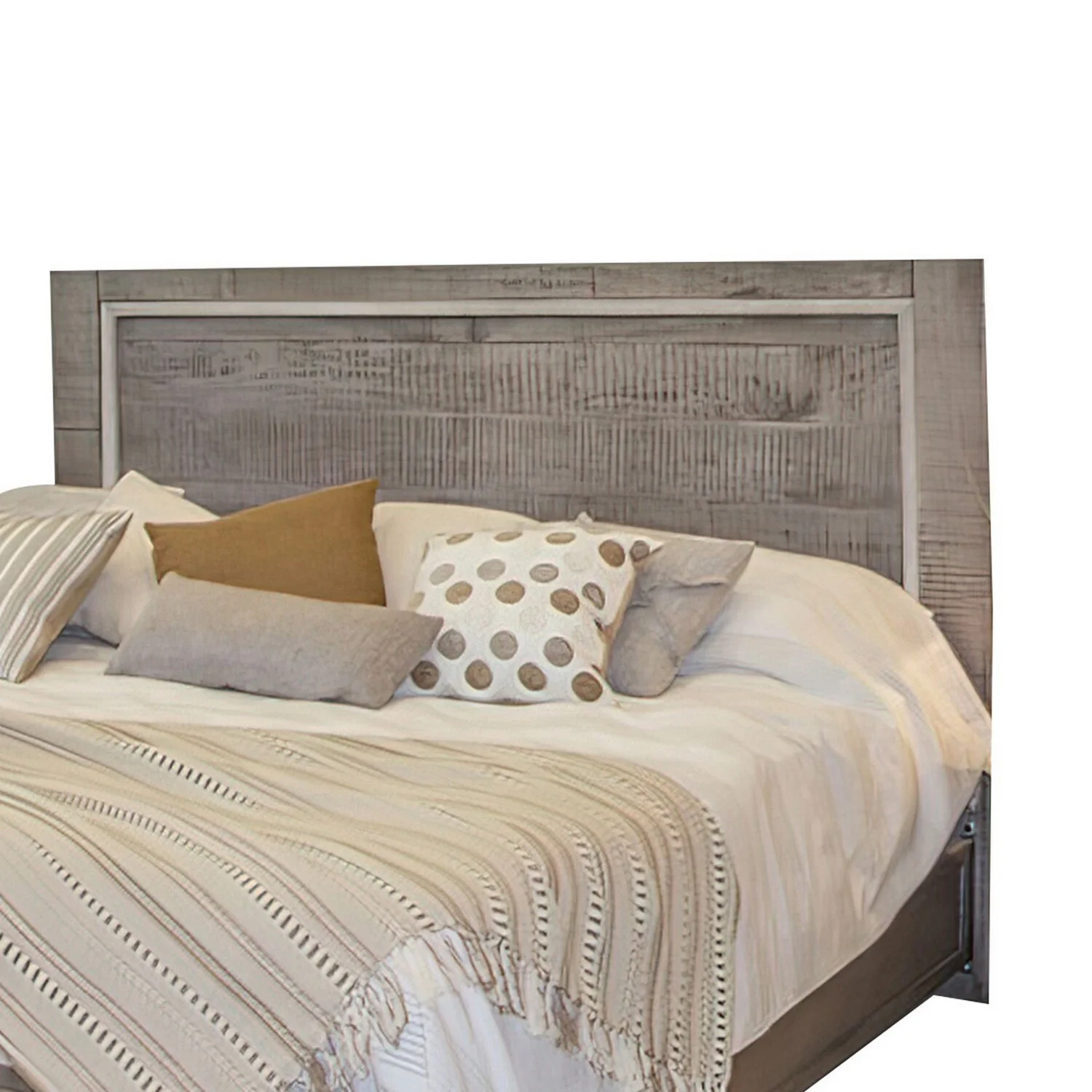 Benjara Ken King Size Bed, with Headboard, Footboard, Clean Design Rustic Gray