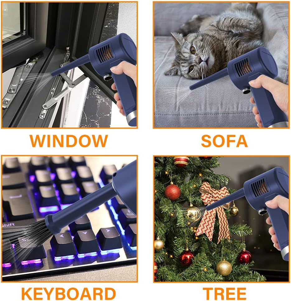Cordless Air Duster, Blower & Vacuum 2 in 1, Compressed Air Duster, Portable Handheld Electronics Air Duster, Power 77000 RPM Motor, 10000 PA Suction, for Keyboard Car Computer Toys.